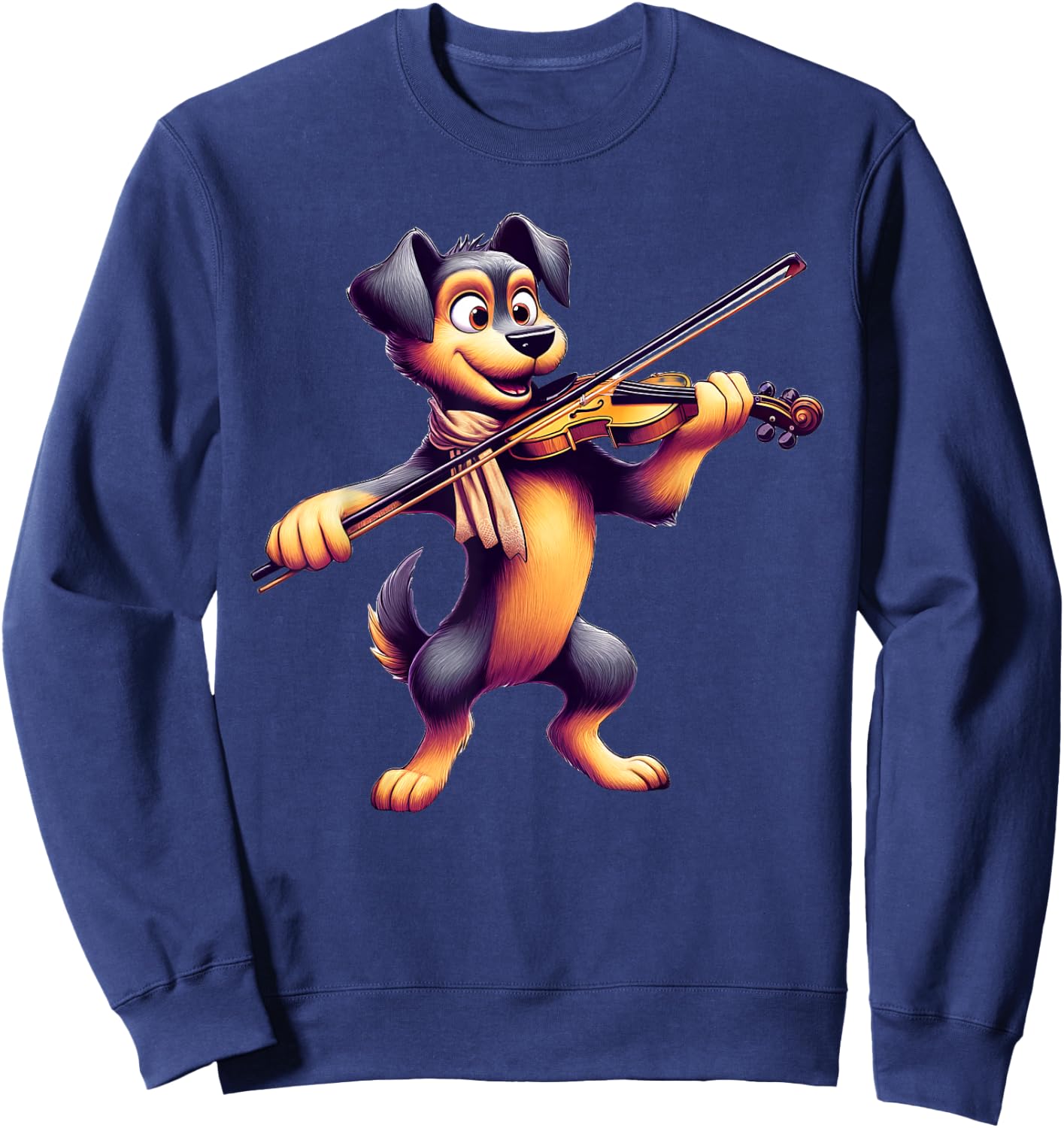 Cute Dog Playing Violin Dogs Musician Music Men Women Kids Sweatshirt - Sweatshirt | Navy