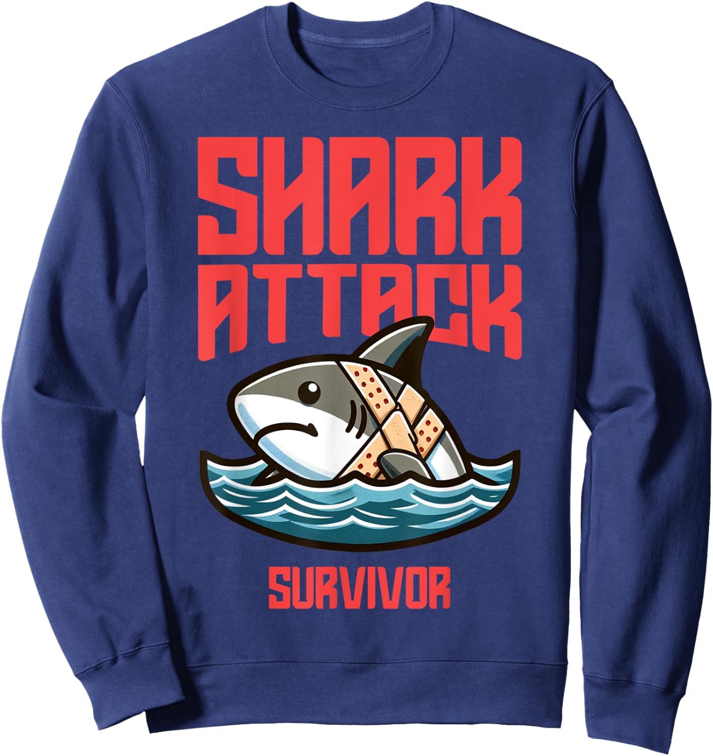 Cool Shark Attack Survivor Injury Beach Funny Shark Women Kids Sweatshirt - Sweatshirt | Navy