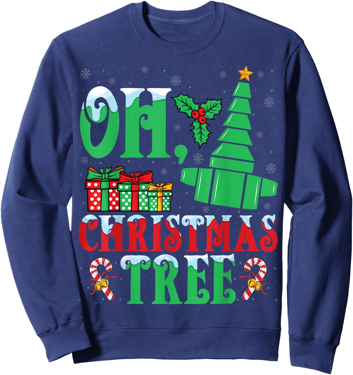 Oh Christmas Tree Xmas Light Respiratory Therapist Christmas Sweatshirt - Sweatshirt | Navy