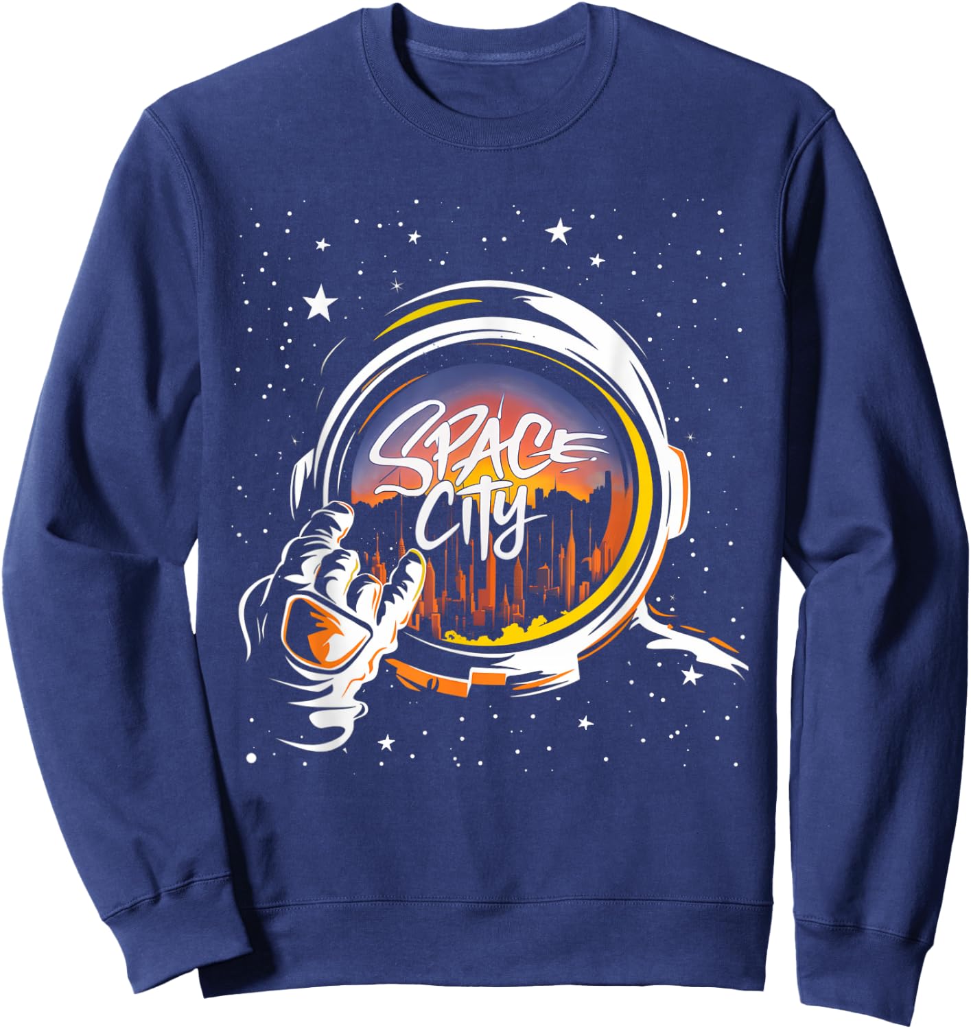 Lovely Houston Last Name Cartoon Retro Art Lovers Space City Sweatshirt - Sweatshirt | Navy