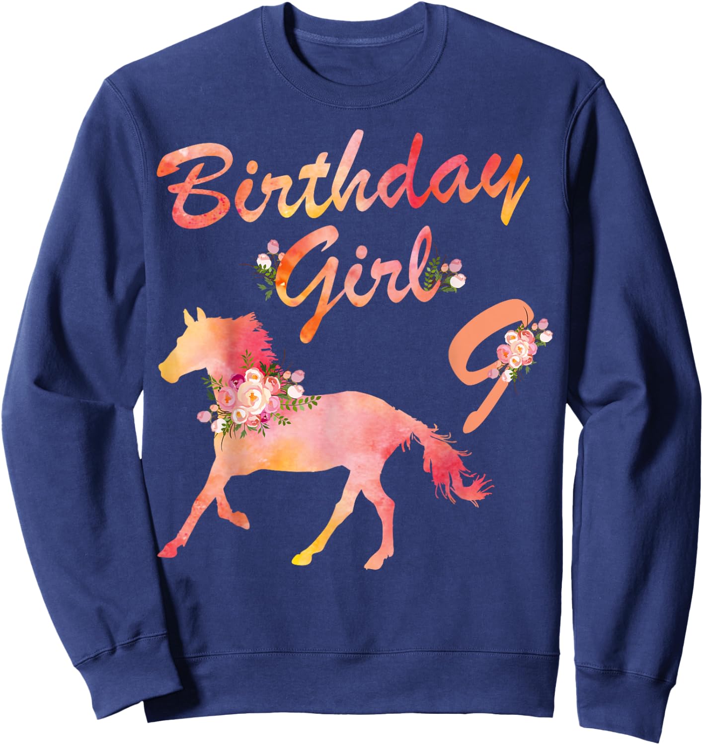 Horse Lover 9th Birthday For Girls Love Horses 9 Years Old Sweatshirt - Sweatshirt | Navy