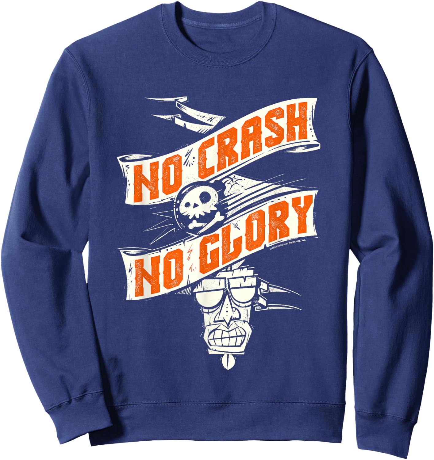 Crash Bandicoot No Crash No Glory Aku Aku Big Chest Logo Sweatshirt - Sweatshirt | Navy