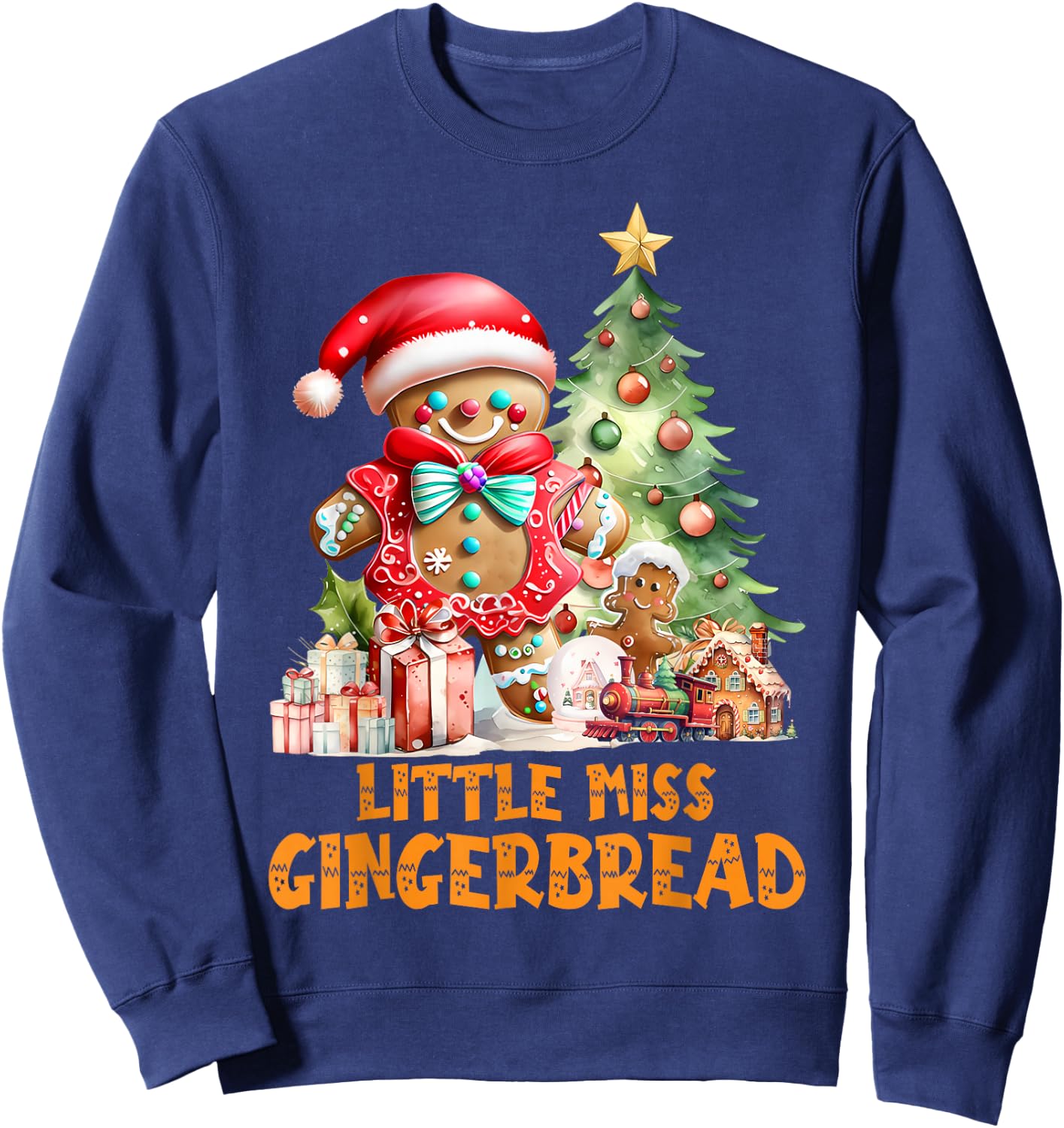 Little Miss Cookies Gingerbread Christmas Toddler Kids Girl Sweatshirt - Sweatshirt | Navy