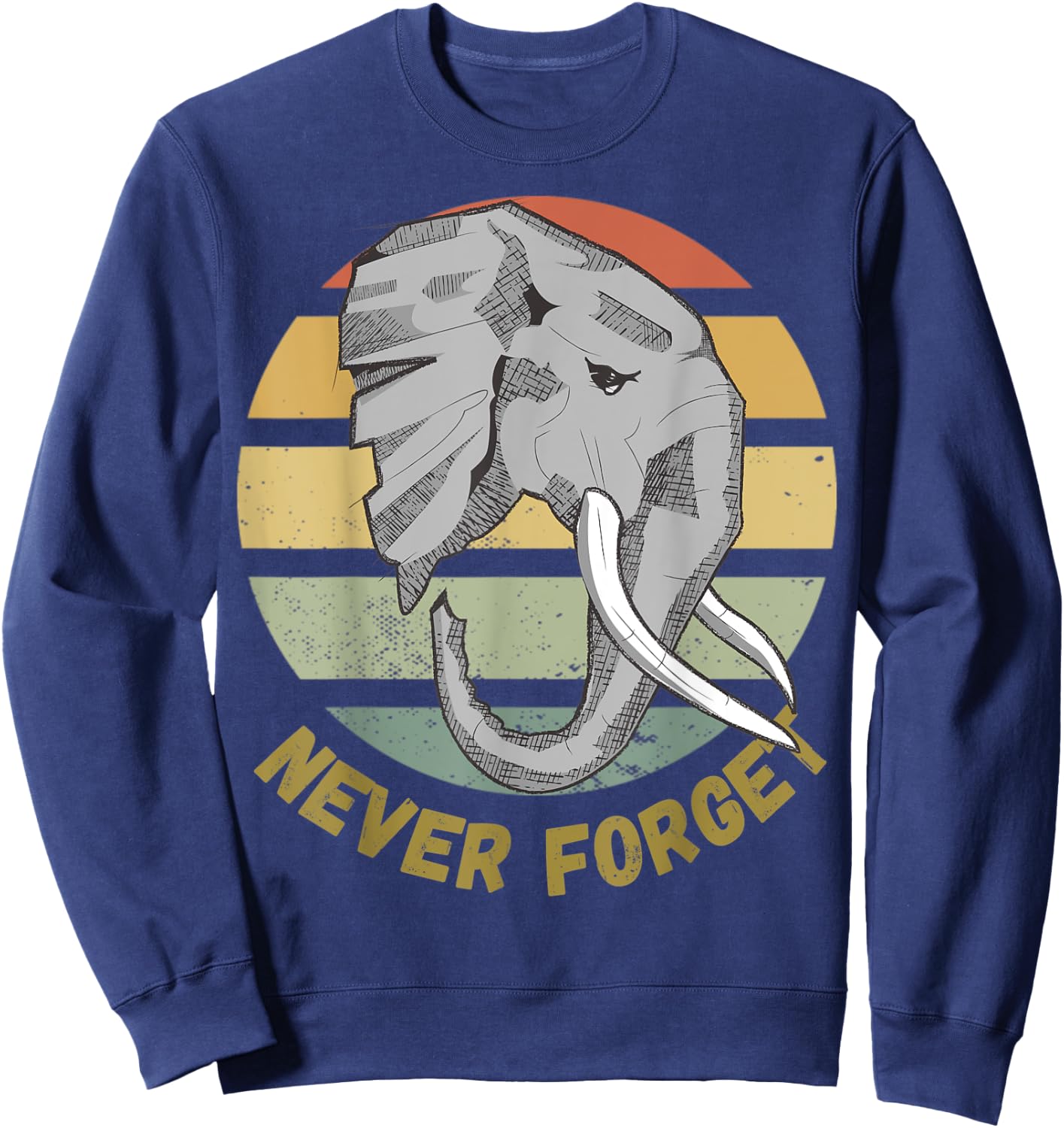 Vintage Never Forget Elephant Safari Gift African Wildlife Sweatshirt - Sweatshirt | Navy