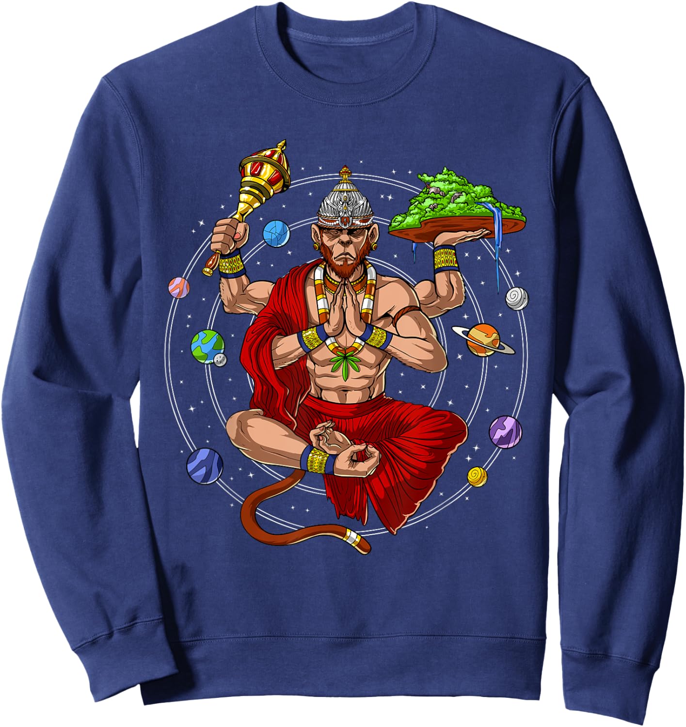 Hanuman Hindu God Monkey Yoga Meditation Hinduism Mythology Sweatshirt - Sweatshirt | Navy