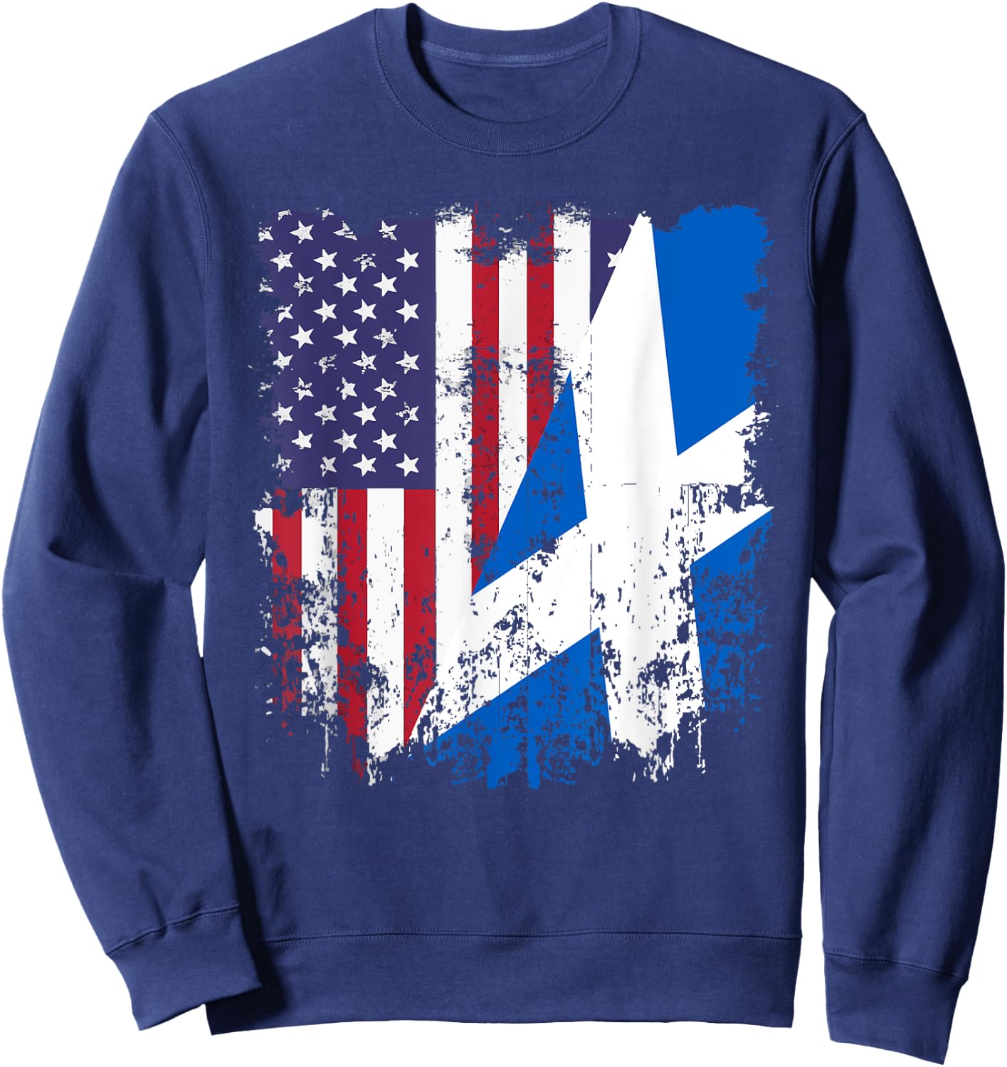 Scottish Roots Half American Flag Scotland Flag Girls Kids Men Sweatshirt - Sweatshirt | Navy