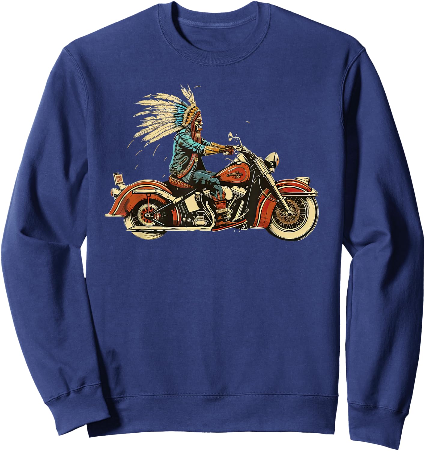 Native American Motorcycle Indian Bikers old classic bikes Sweatshirt - Sweatshirt | Navy
