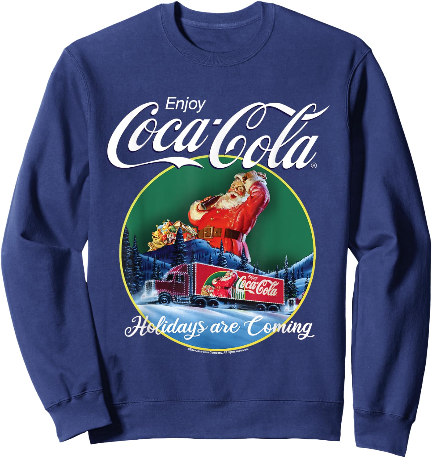 Coca Cola Christmas Holidays Are Coming Truck Sweatshirt - Sweatshirt | Navy