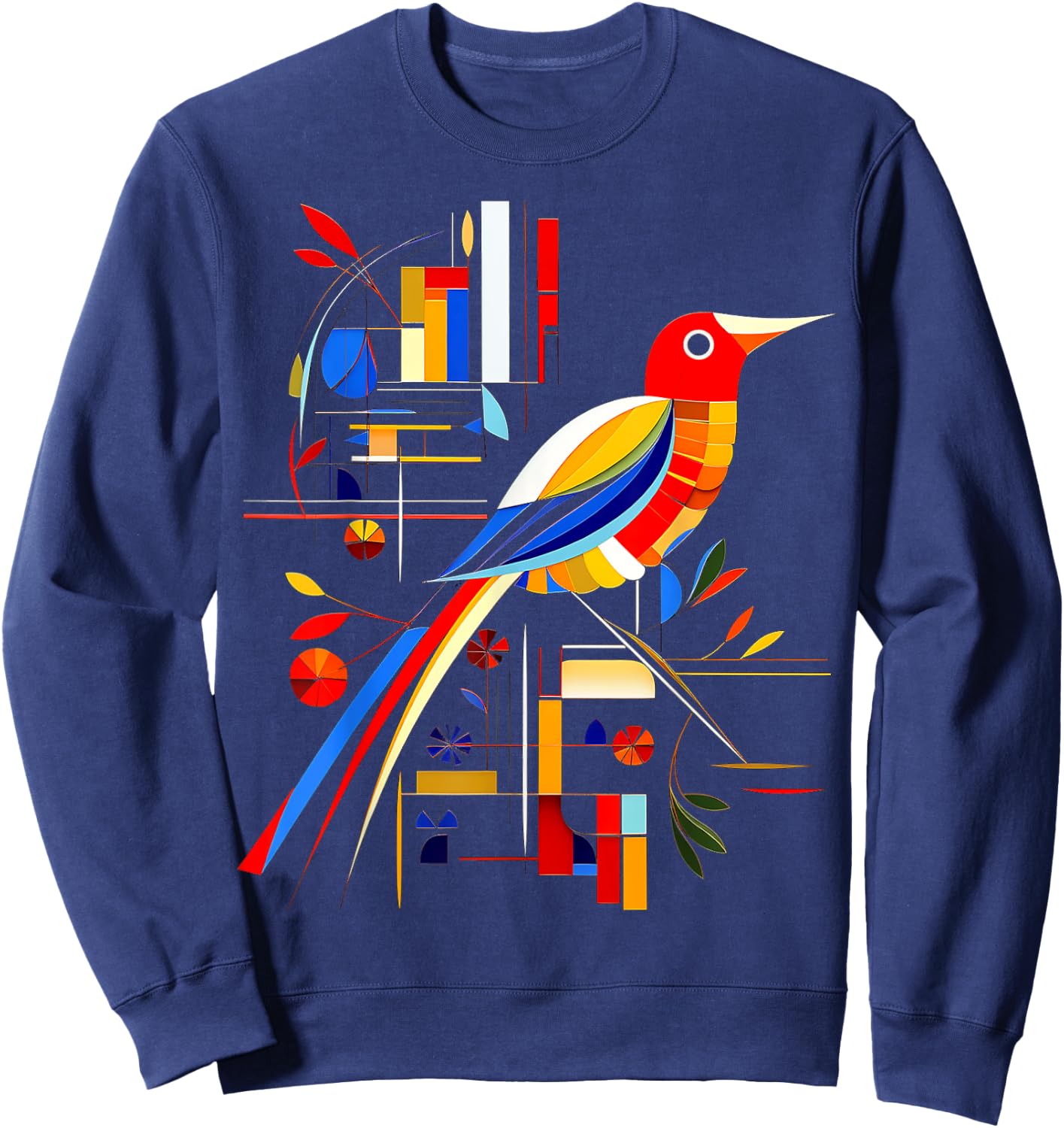 Bird Geometric Animal Zoo Colorful Art Bird Sweatshirt - Sweatshirt | Navy