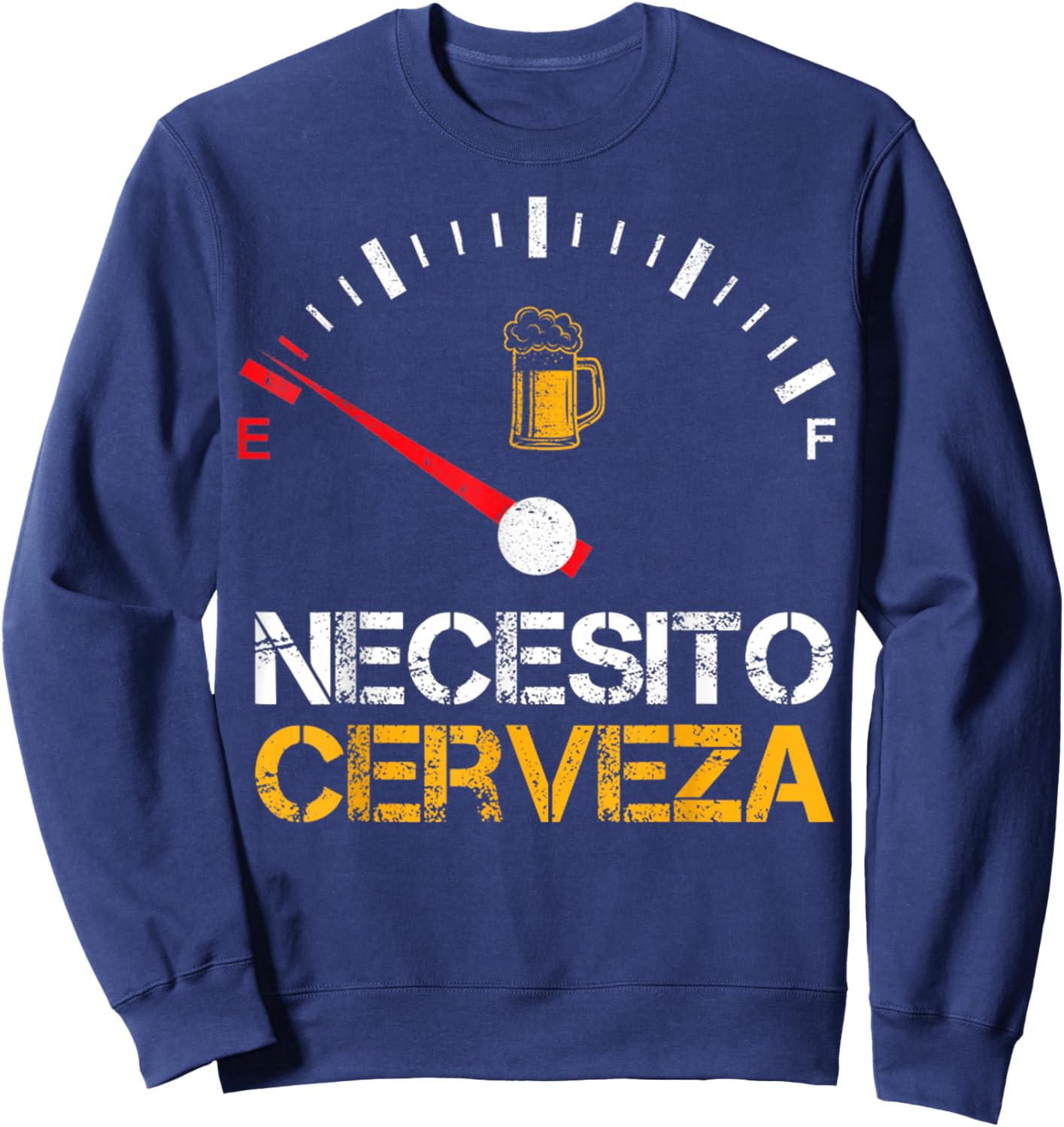 Necesito Cerveza Funny Quote Saying Spanish Beer Lover Sweatshirt - Sweatshirt | Navy