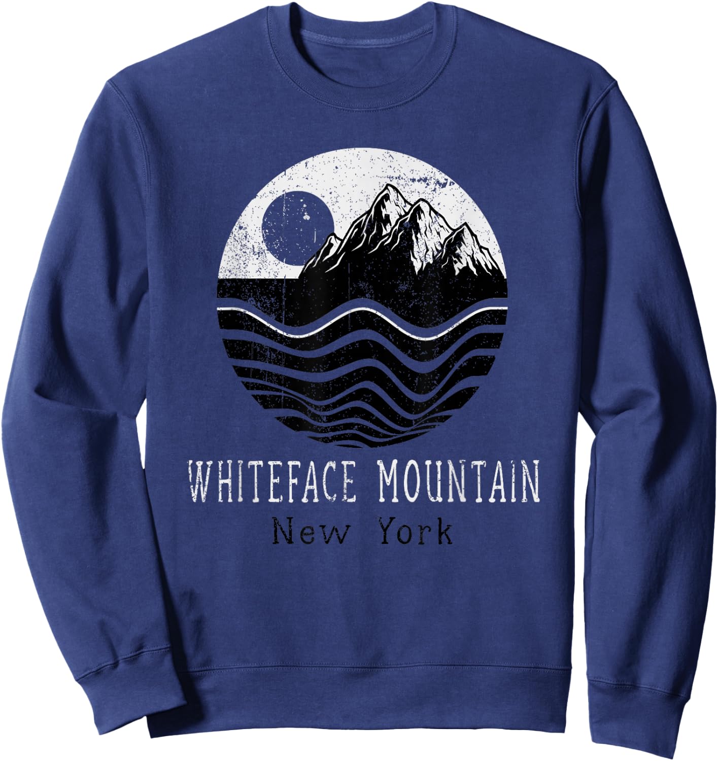 Whiteface Mountains Vintage Mountains Hiking New York Retro Sweatshirt - Sweatshirt | Navy