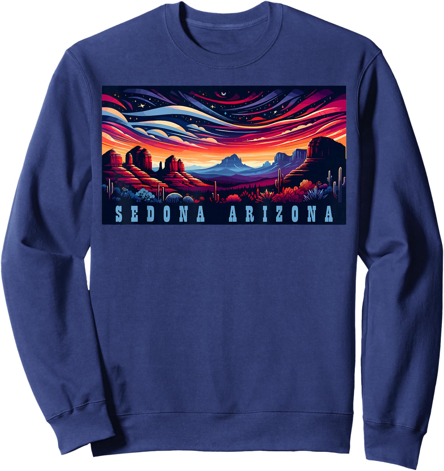 Sedona AZ Hiking Outdoors Mountain Sedona USA Retro Vintage Sweatshirt - Sweatshirt | Navy