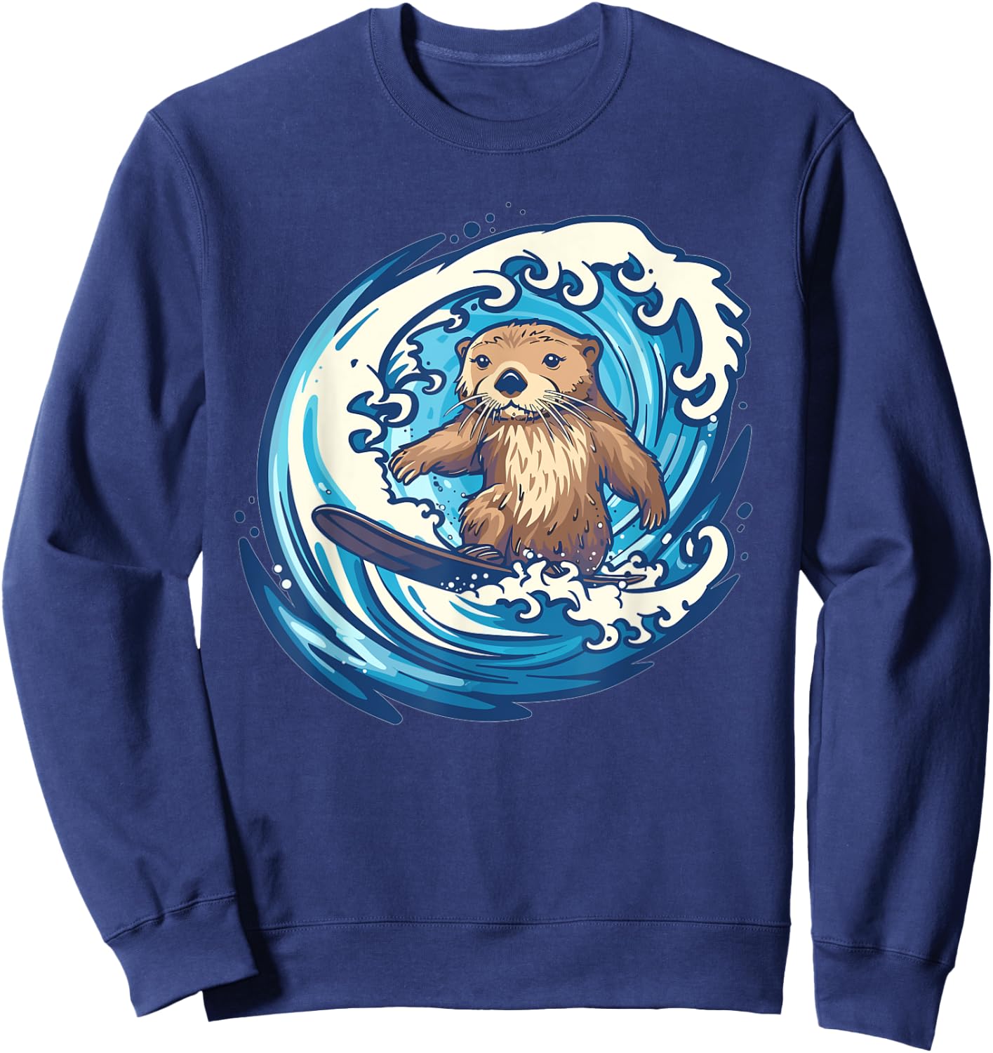 Cute Surfing Sea Otter Sweatshirt - Sweatshirt | Navy