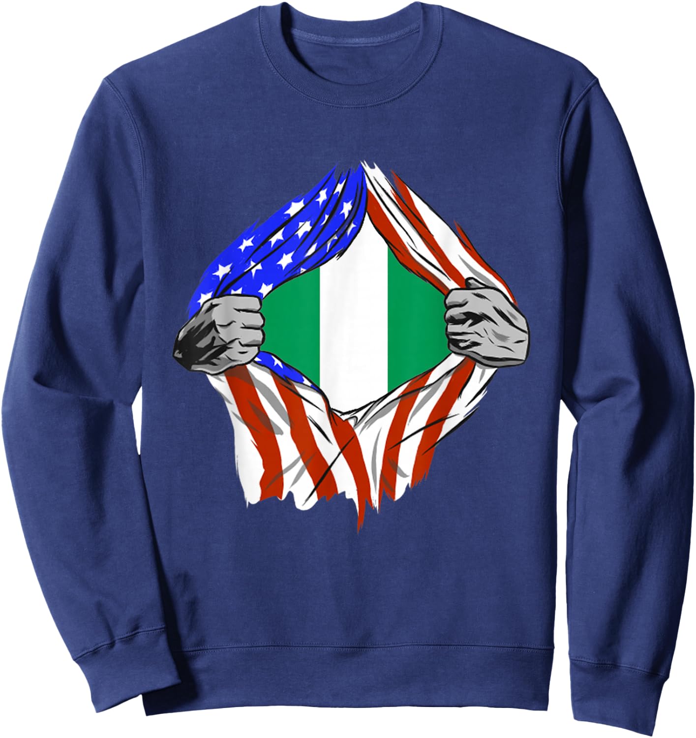 Nigeria America USA Flag Chest Nigerian Roots African Pride Sweatshirt - Sweatshirt | Navy