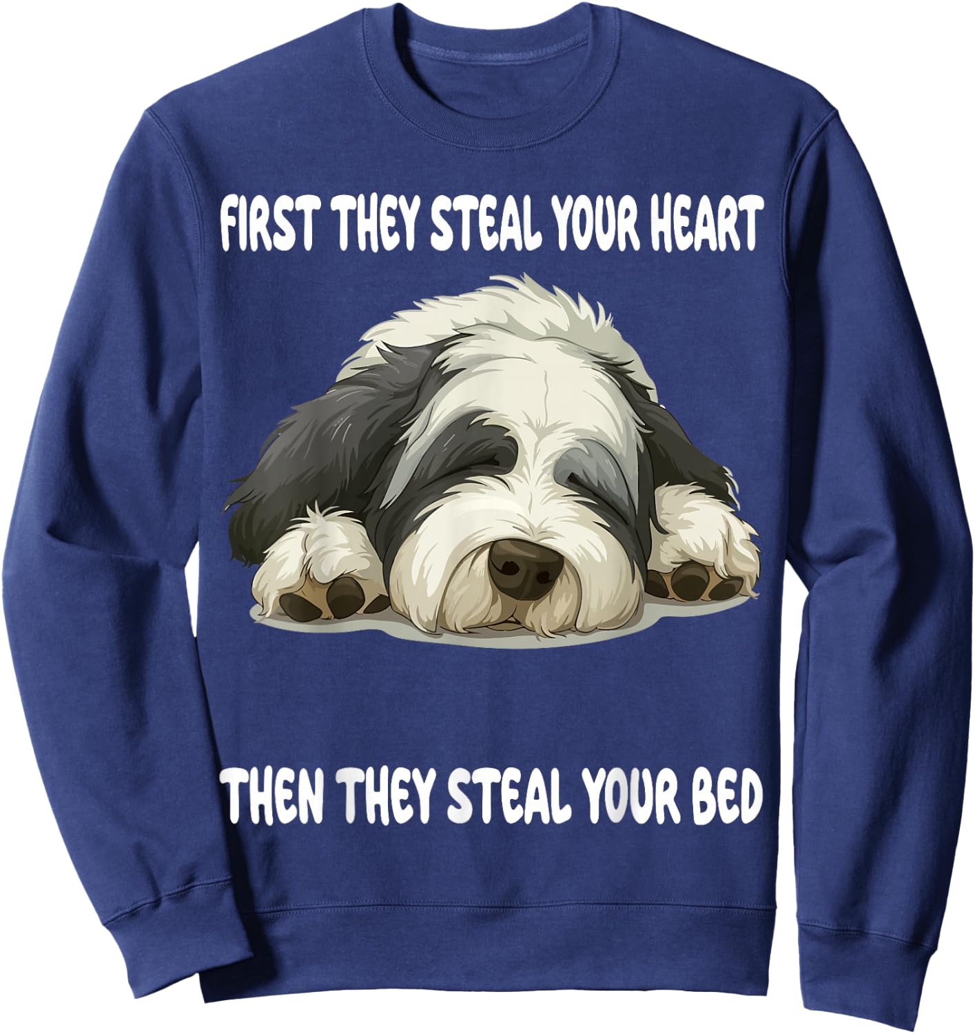 Old English Sheepdog Sleeping Pajamas Nightgown Sweatshirt - Sweatshirt | Navy