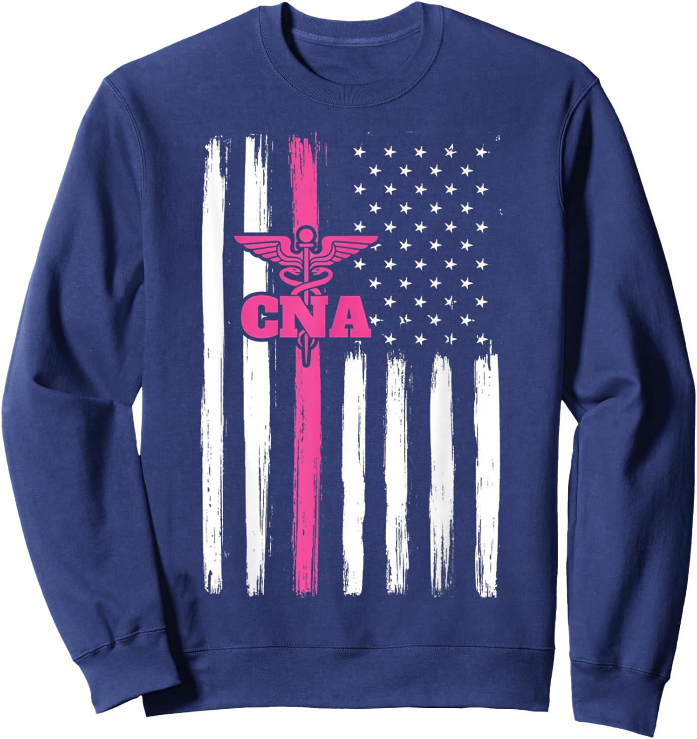 Vintage USA CNA Certified Nurse Assistant American Flag Women Men Sweatshirt - Sweatshirt | Navy