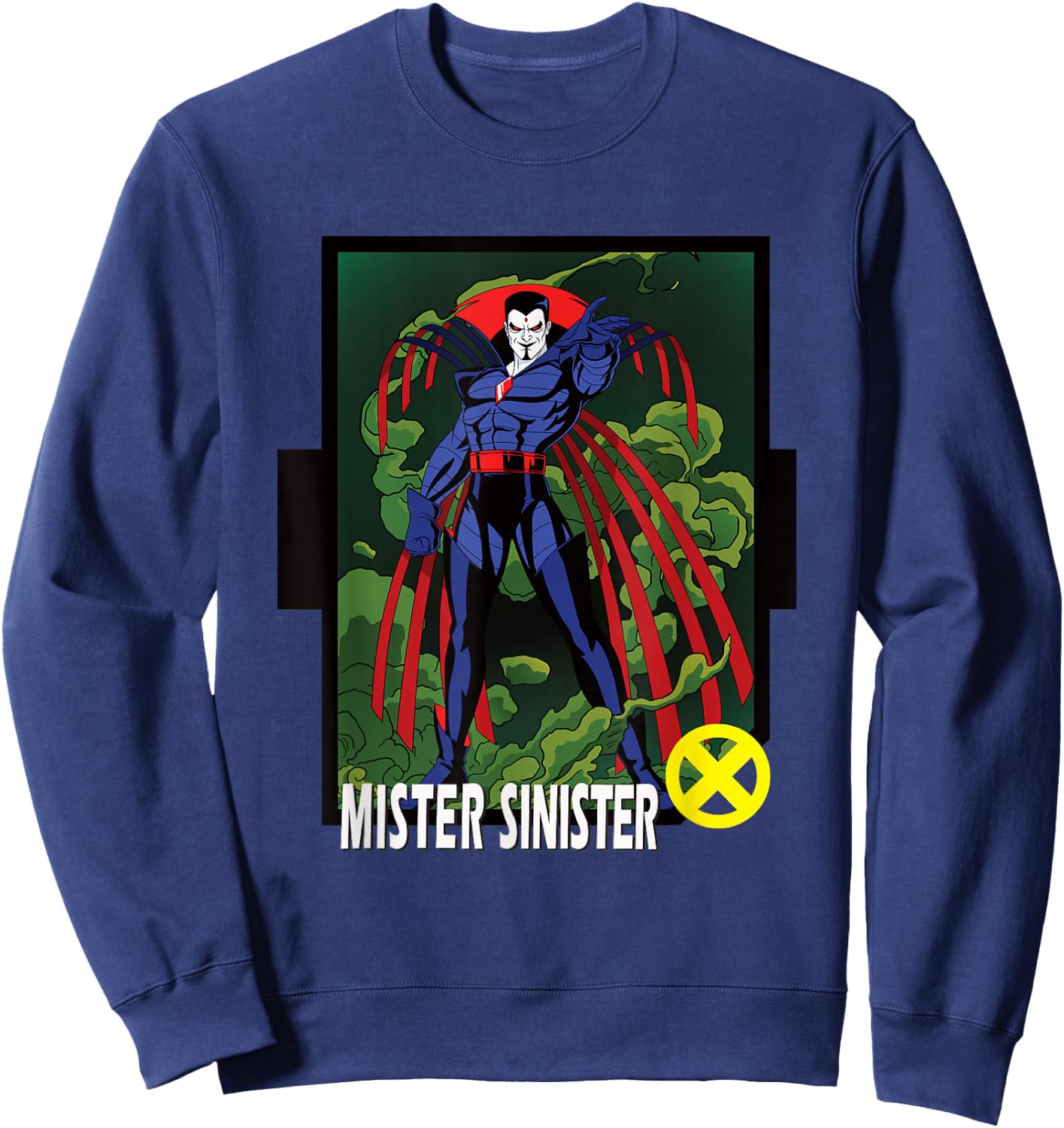 Marvel X-Men '97 Classic Mr. Sinister Vintage Villain Panel Sweatshirt - Sweatshirt | Navy