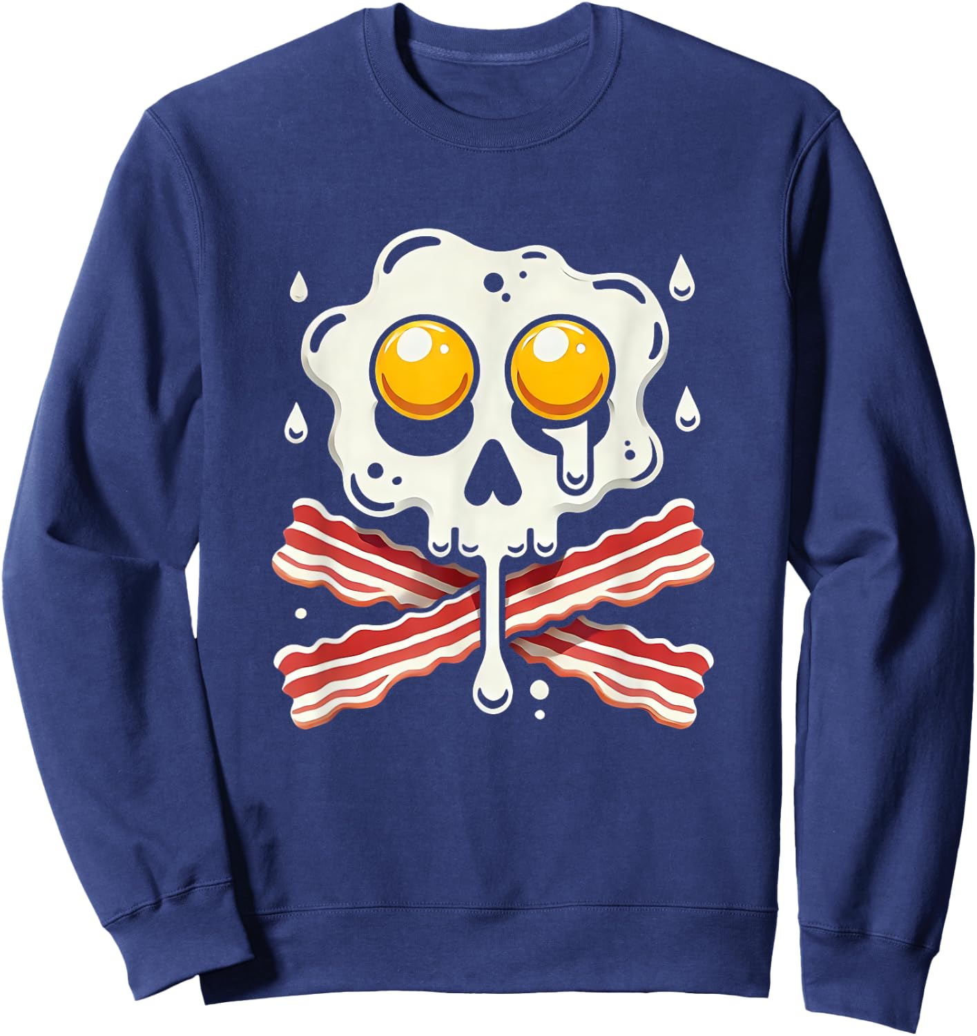 Egg Bacon Skull And Crossbones Food Art Sweatshirt - Sweatshirt | Navy