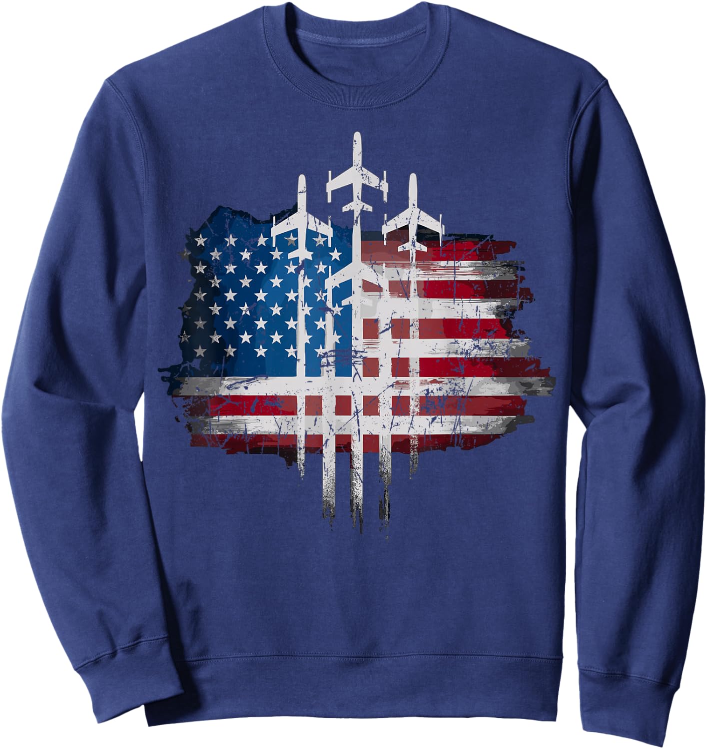 Fighter Jets USA Flag American Sweatshirt - Sweatshirt | Navy