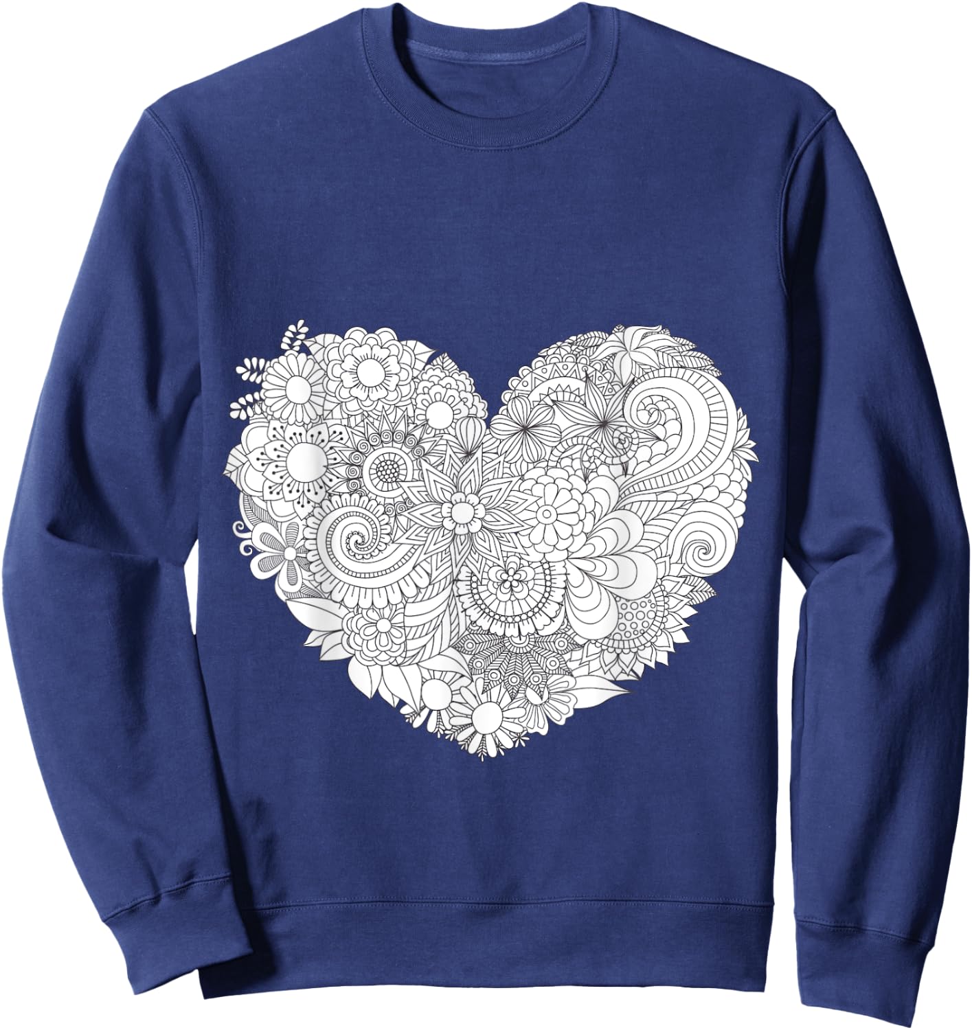 Flower Heart - Color Your Own Colorific Design - White Sweatshirt - Sweatshirt | Navy