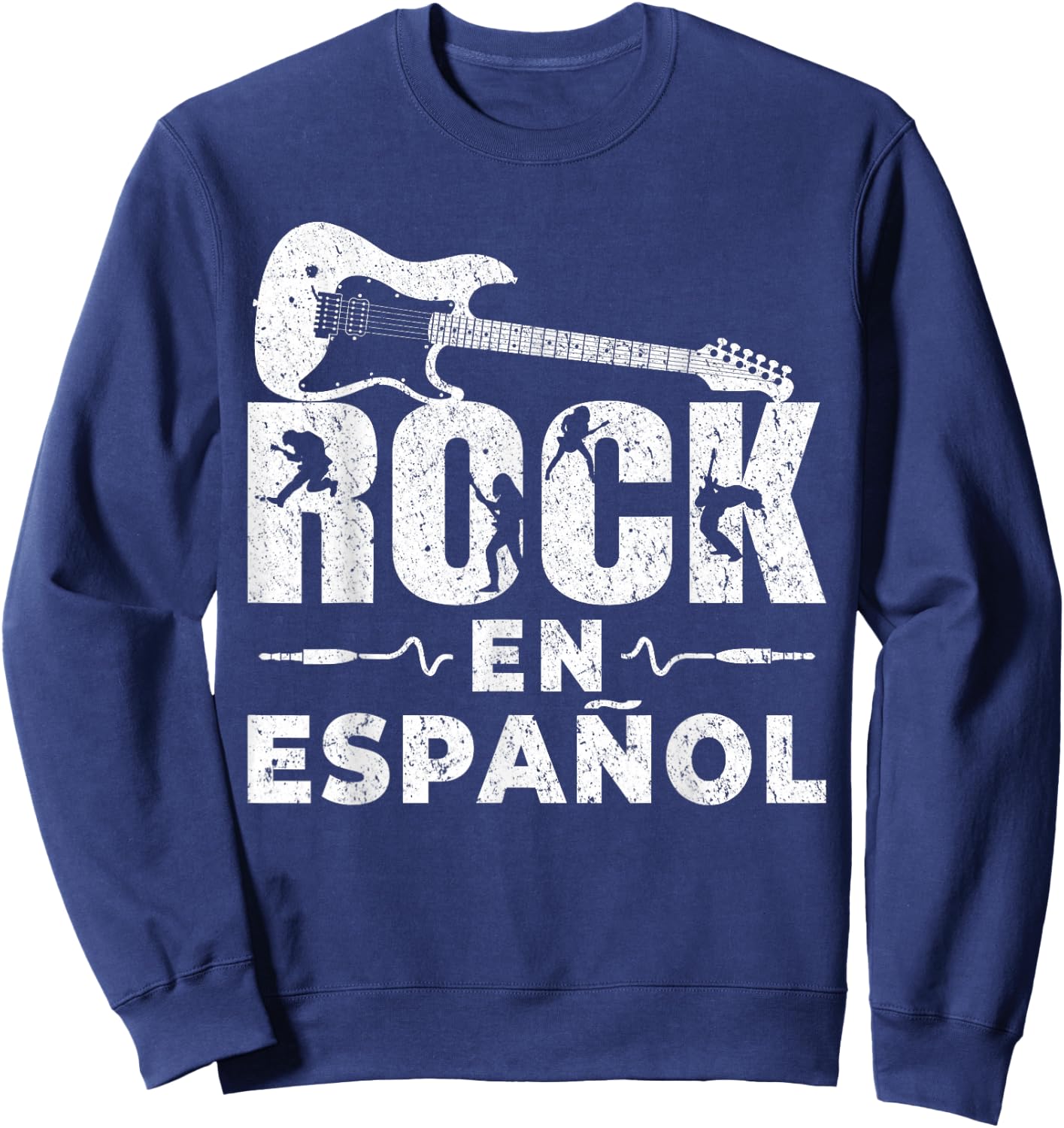 Rock En Español Spanish Music Instrument Electric Guitar Sweatshirt - Sweatshirt | Navy