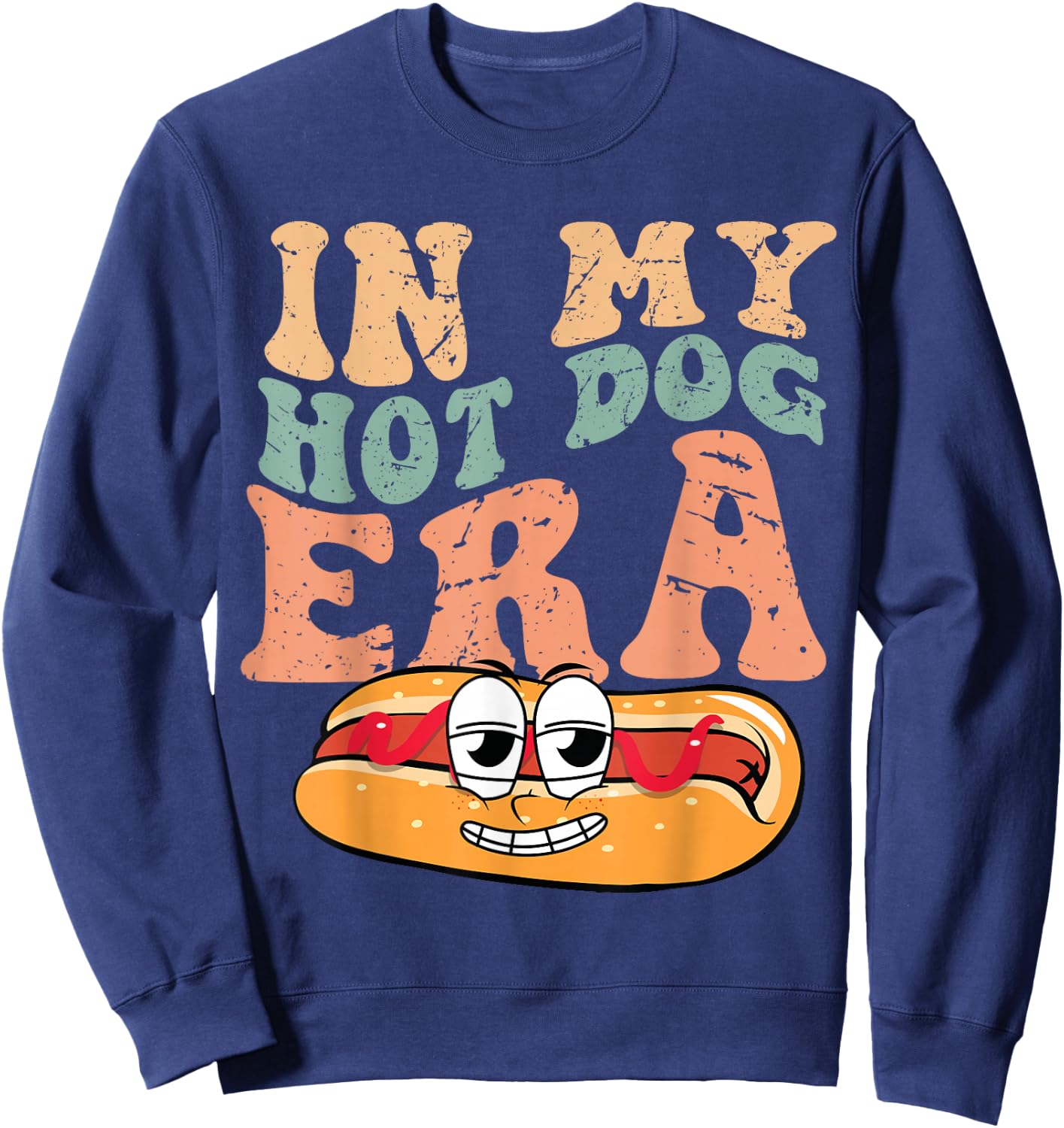 In My Hot Dog Era Eating Hot Dog Vintage Sweatshirt - Sweatshirt | Navy