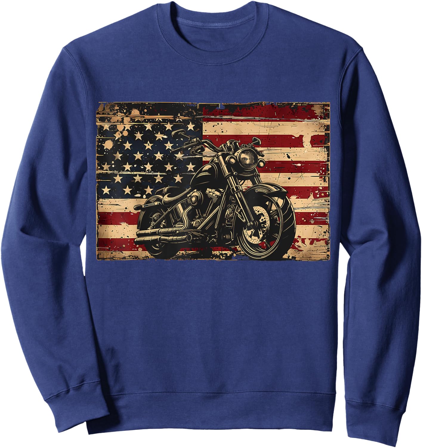 American Flag Motorcycle Apparel - Biker Motorcycle Kids Men Sweatshirt - Sweatshirt | Navy