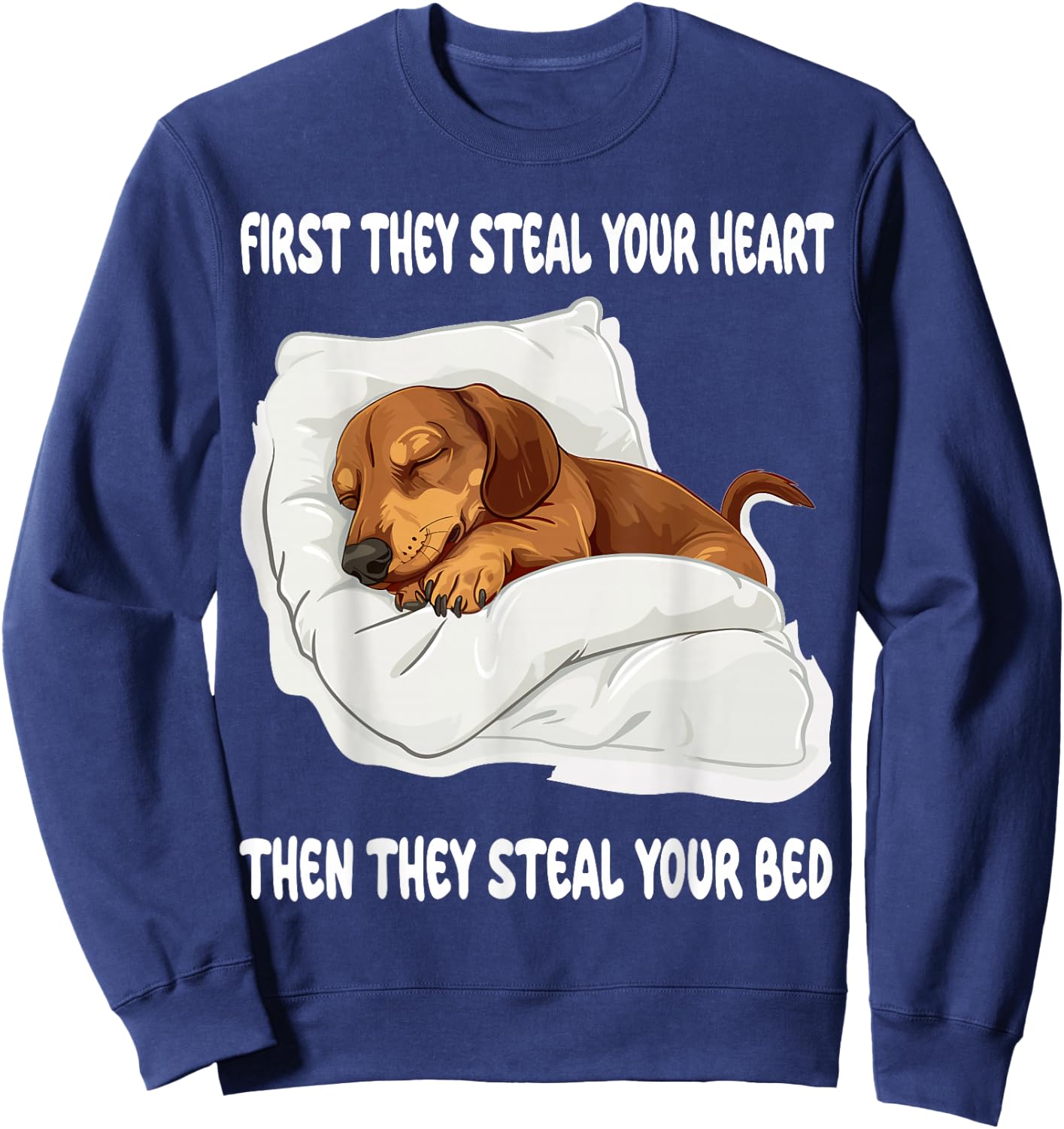 Dachshund Wiener Doxie Sleeping Pajamas Nightgown Sweatshirt - Sweatshirt | Navy
