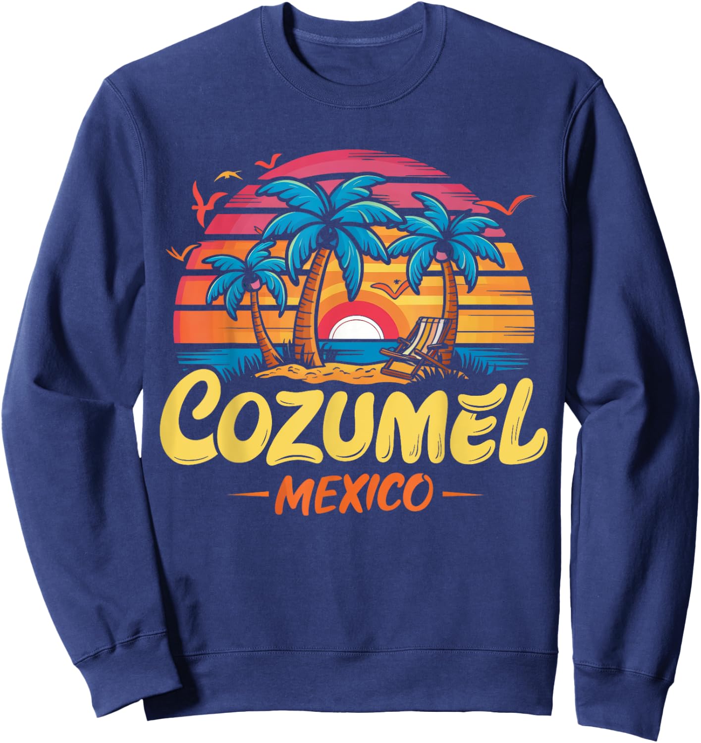 Cozumel Mexico Tropical Sunset beach Souvenir Vacation Sweatshirt - Sweatshirt | Navy