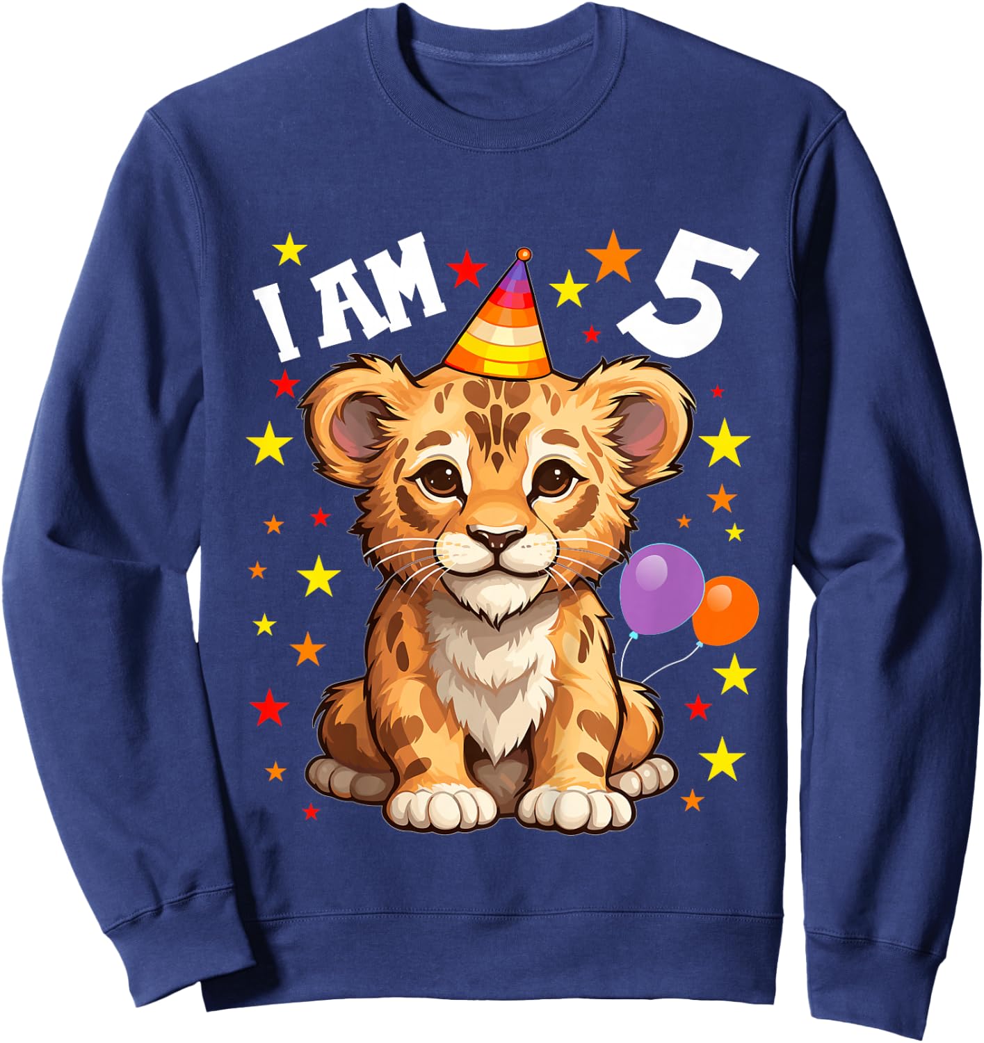 5 Years old Boy and Girl Lions 5th birthday Lion Sweatshirt - Sweatshirt | Navy