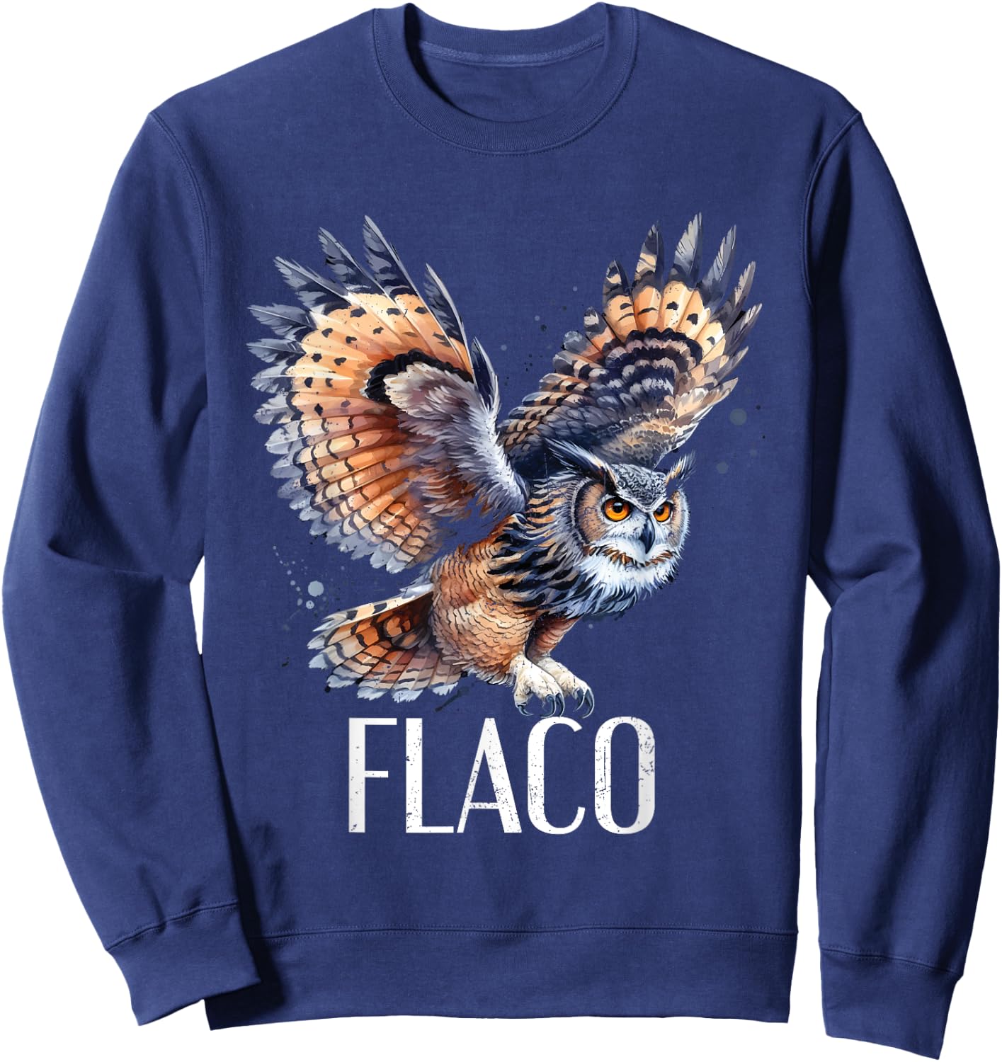Flaco The Owl Eurasian Eagle Owls Distressed Sweatshirt - Sweatshirt | Navy