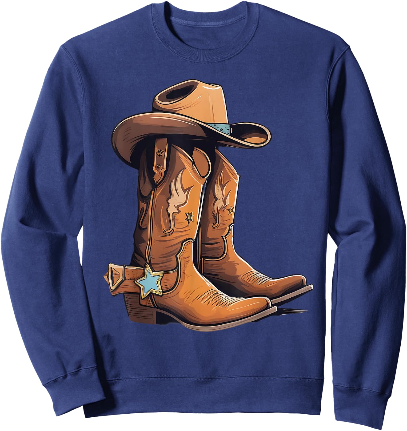 Cowboy Boots Sheriff star Sheriff badge Outfit Sweatshirt - Sweatshirt | Navy