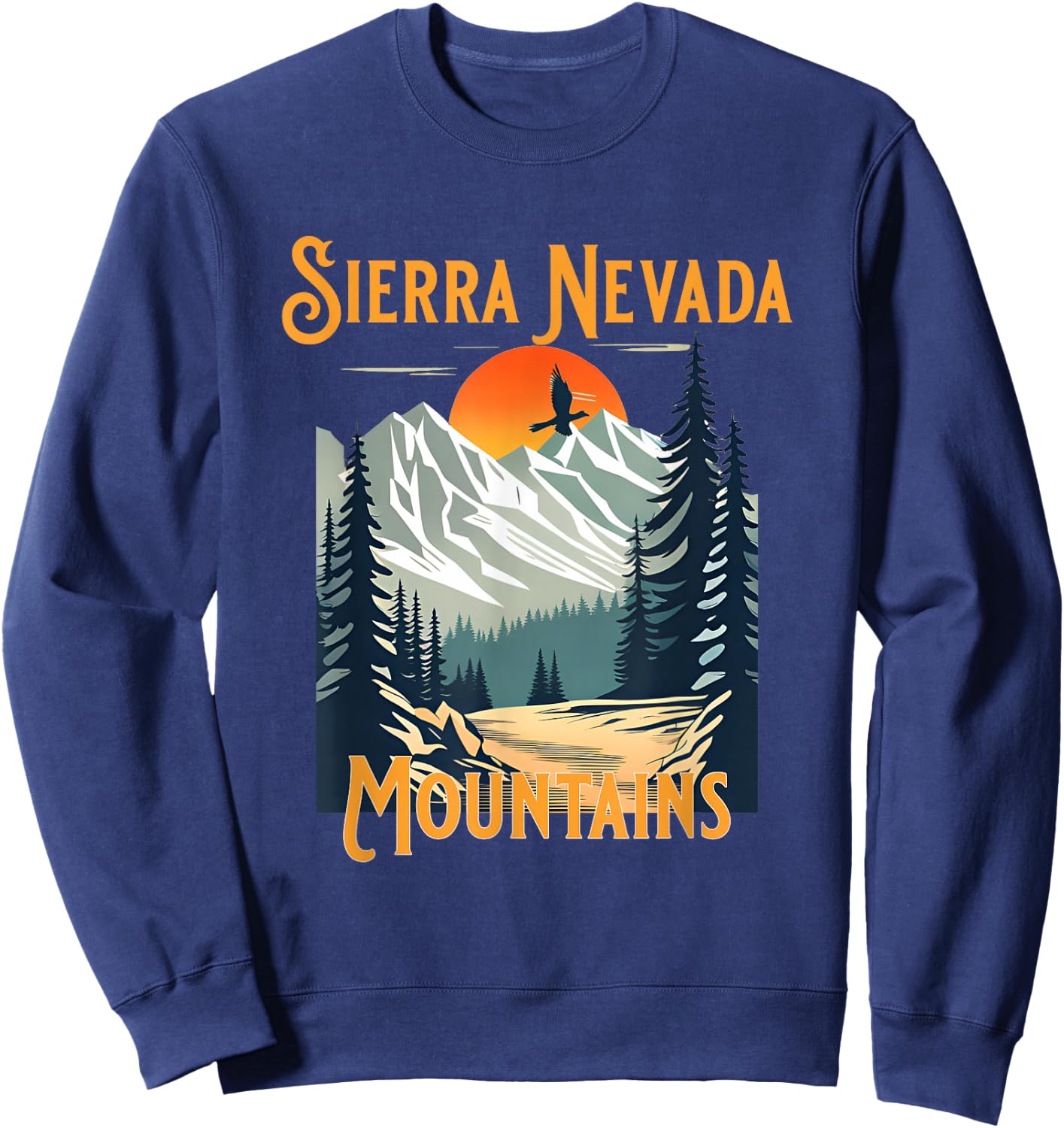 Vintage Sierra Nevada Mountains Souvenir Hiking Sweatshirt - Sweatshirt | Navy