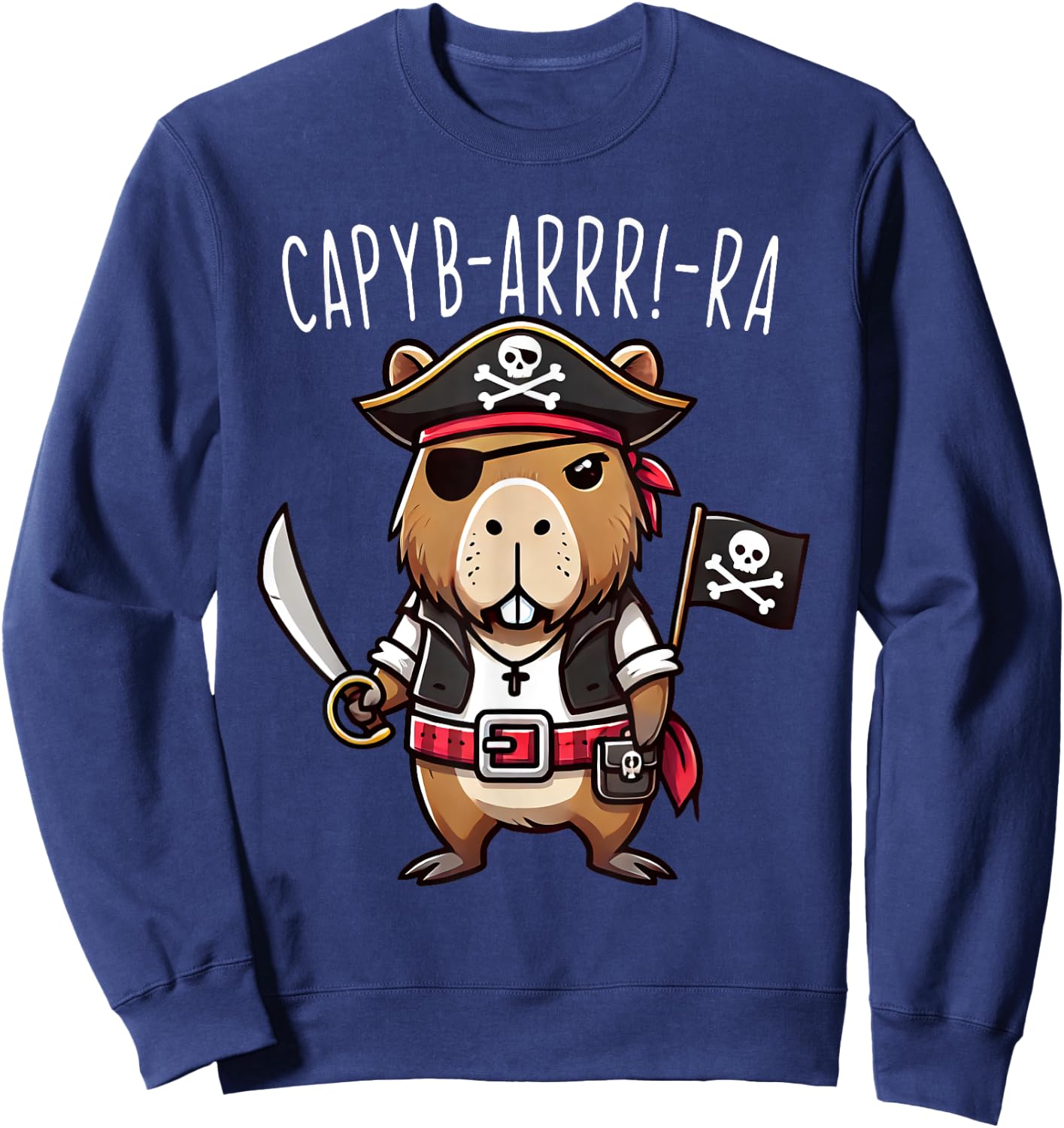 Funny Capyb-Arrr-Ra Pirate Capybara Halloween Boys Girls Sweatshirt - Sweatshirt | Navy
