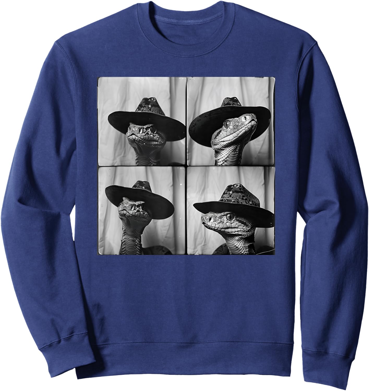 Snake in Cowboy Hat Funny Animal Photobooth Snake Owner Sweatshirt - Sweatshirt | Navy