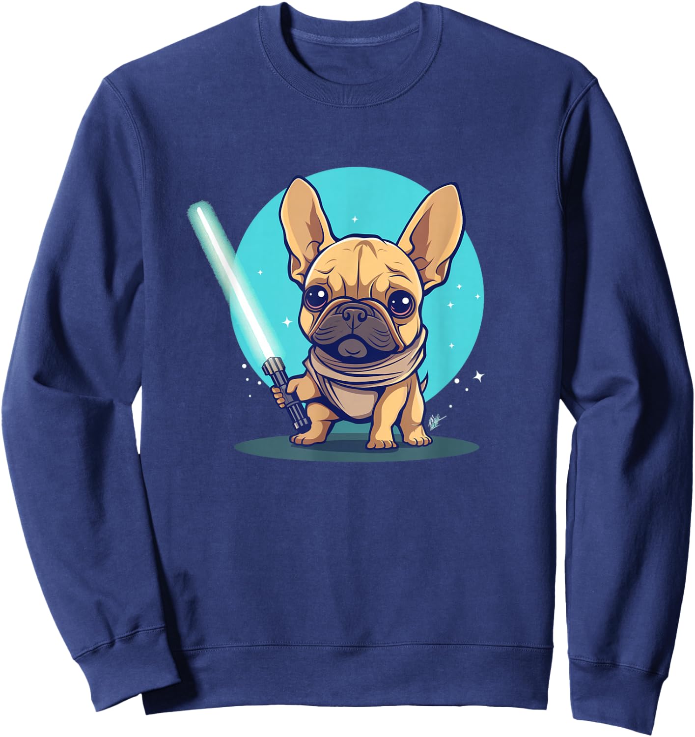 Cute Frenchie Holding Light Laser Saber Sword Dog Lover Gift Sweatshirt - Sweatshirt | Navy