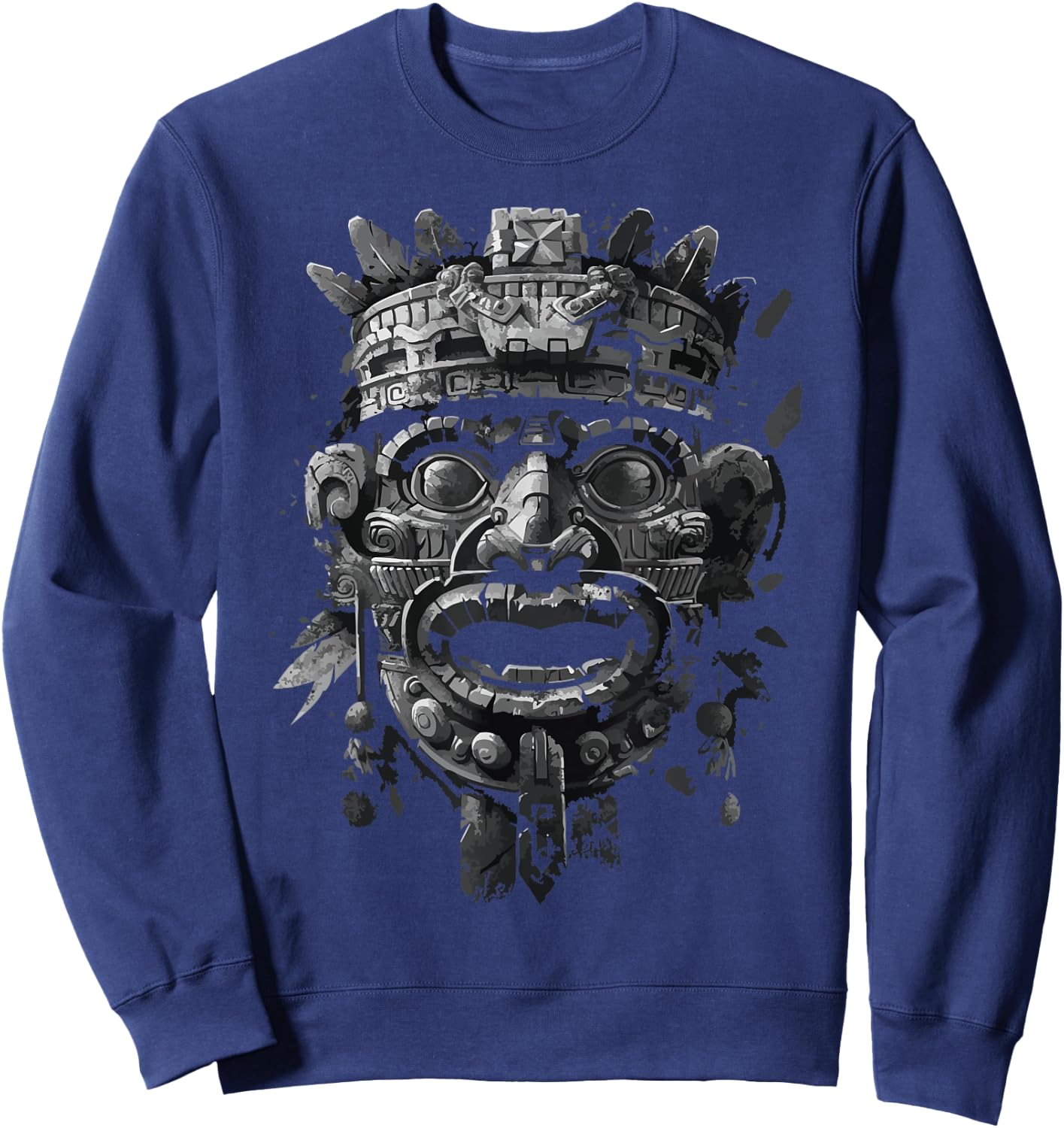 Aztec God Aztec Culture Mayan Indigenous Tlaloc Statue Sweatshirt - Sweatshirt | Navy