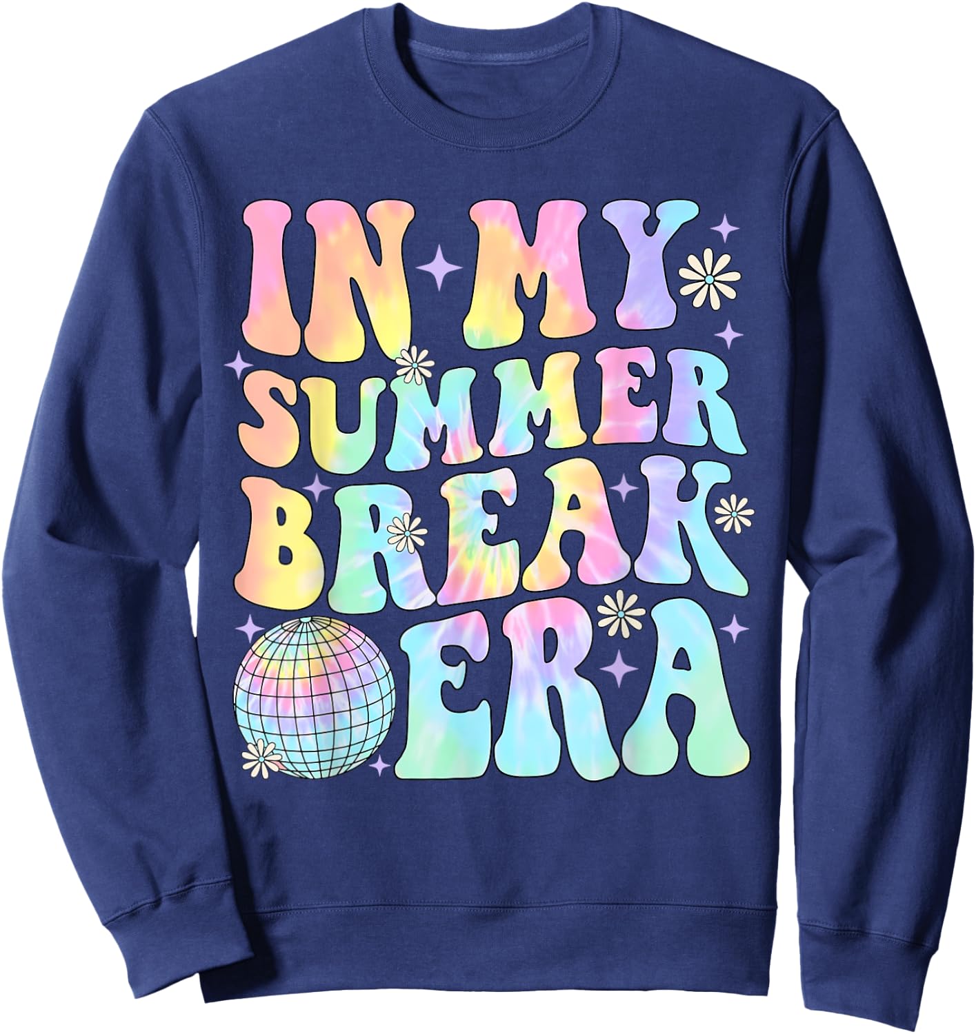 In My Summer Break Era Teacher Summer Break Vacation Groovy Sweatshirt - Sweatshirt | Navy