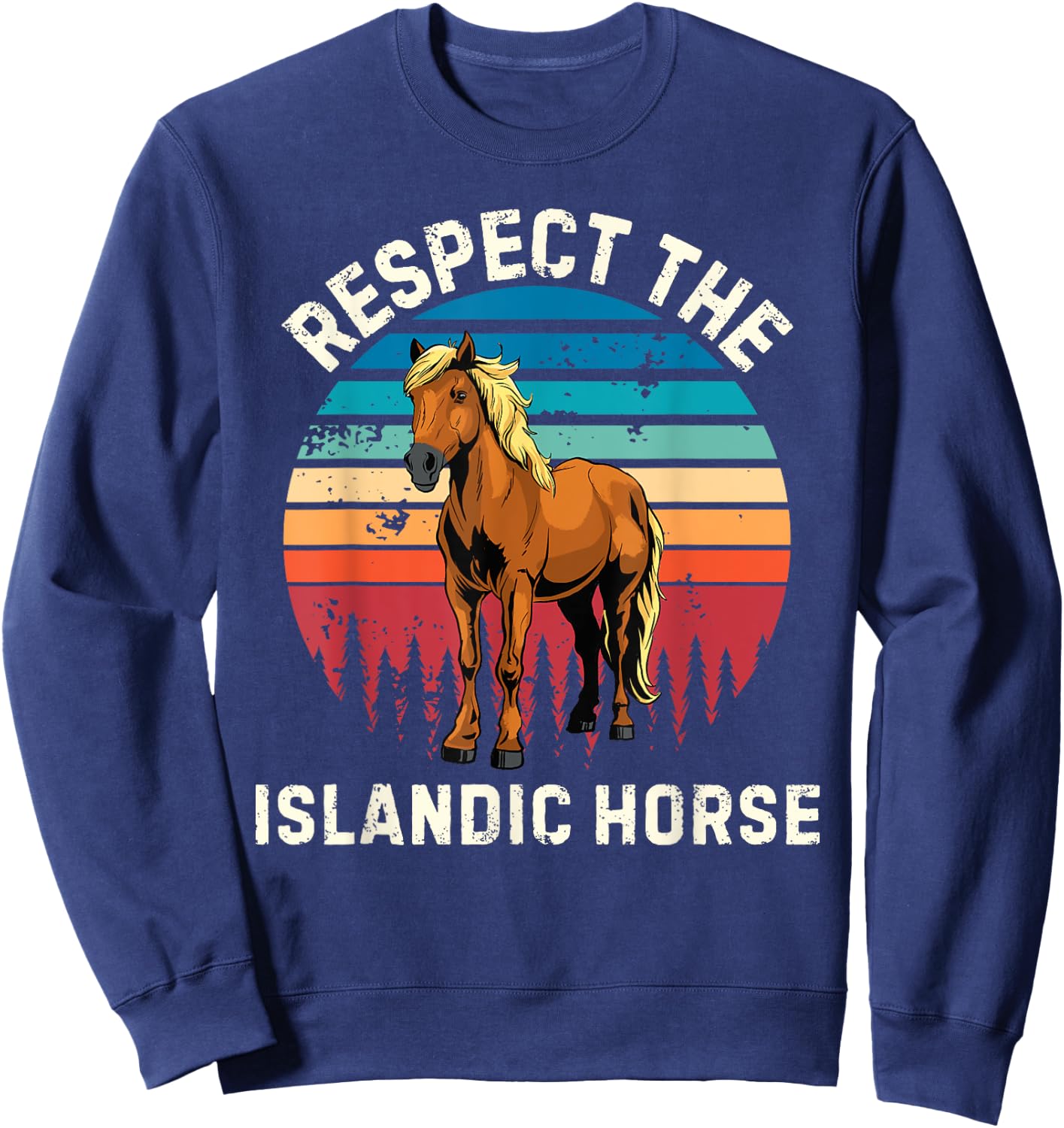 Retro Respect The Islandic Horse Vintage Islandic Horse Sweatshirt - Sweatshirt | Navy