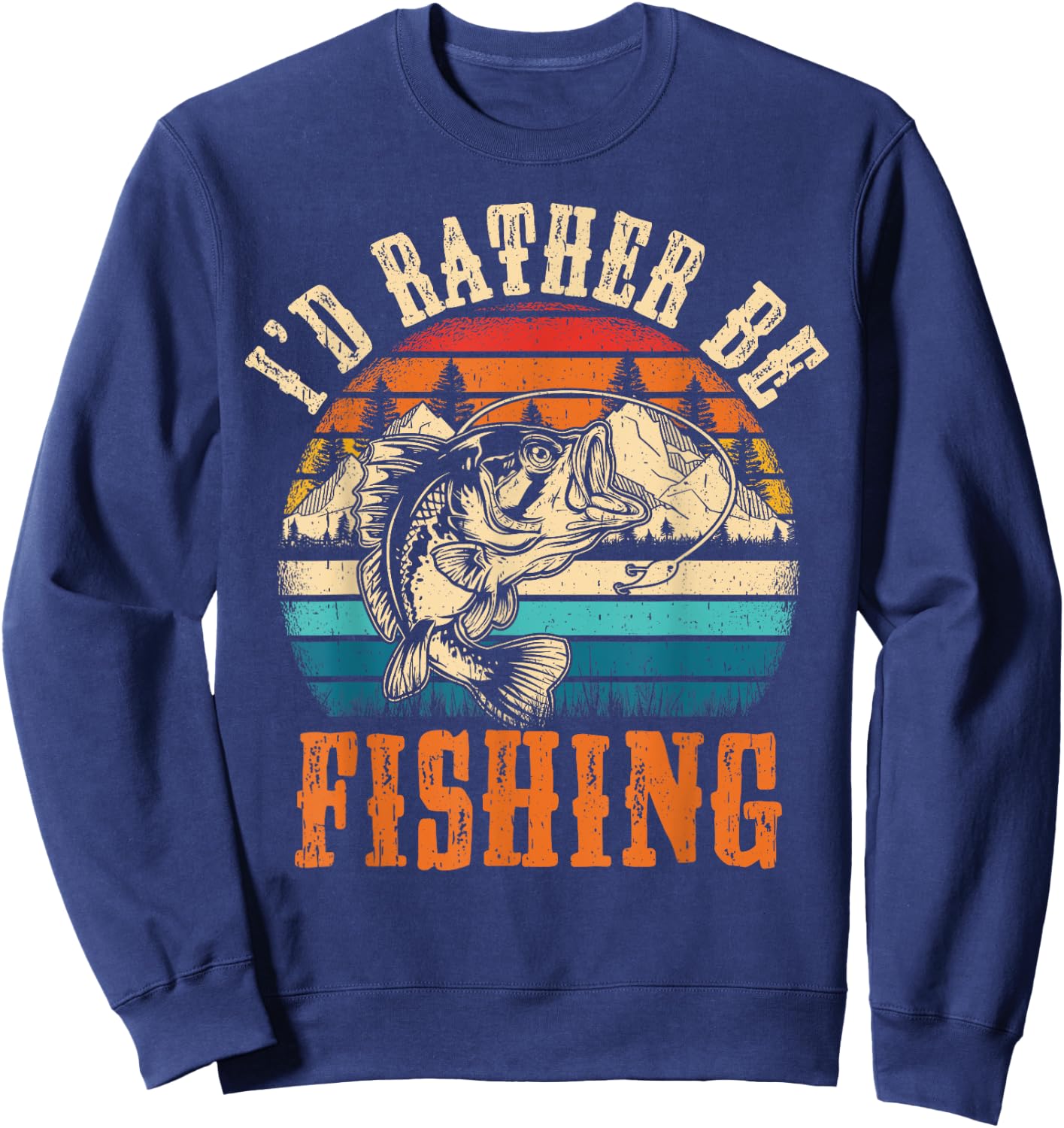Funny Fishing Women Boy Kids Funny Bass Dad Fish Sweatshirt - Sweatshirt | Navy