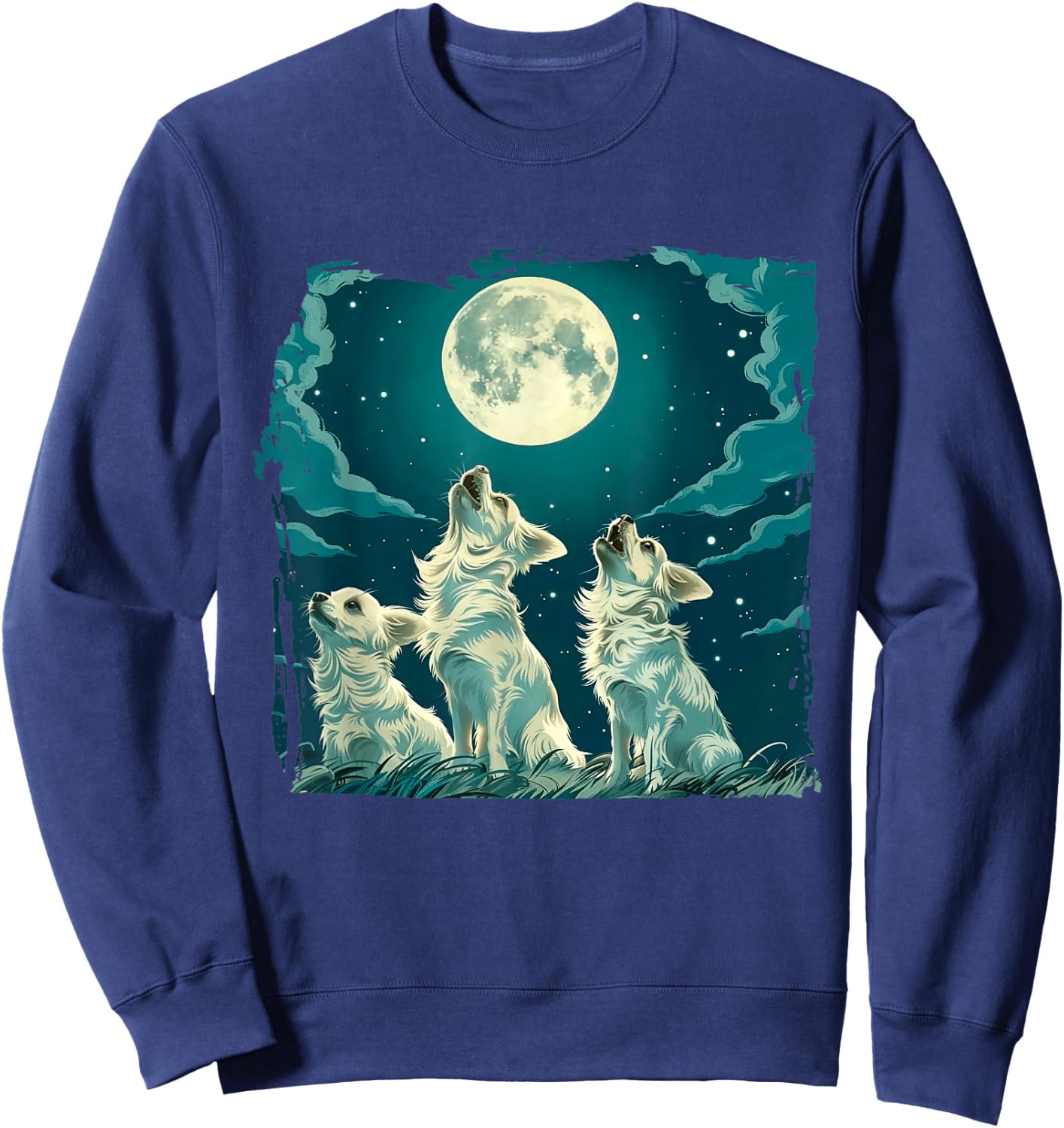 Chihuahua Dogs Howl At Moon Dog Lover Sweatshirt - Sweatshirt | Navy