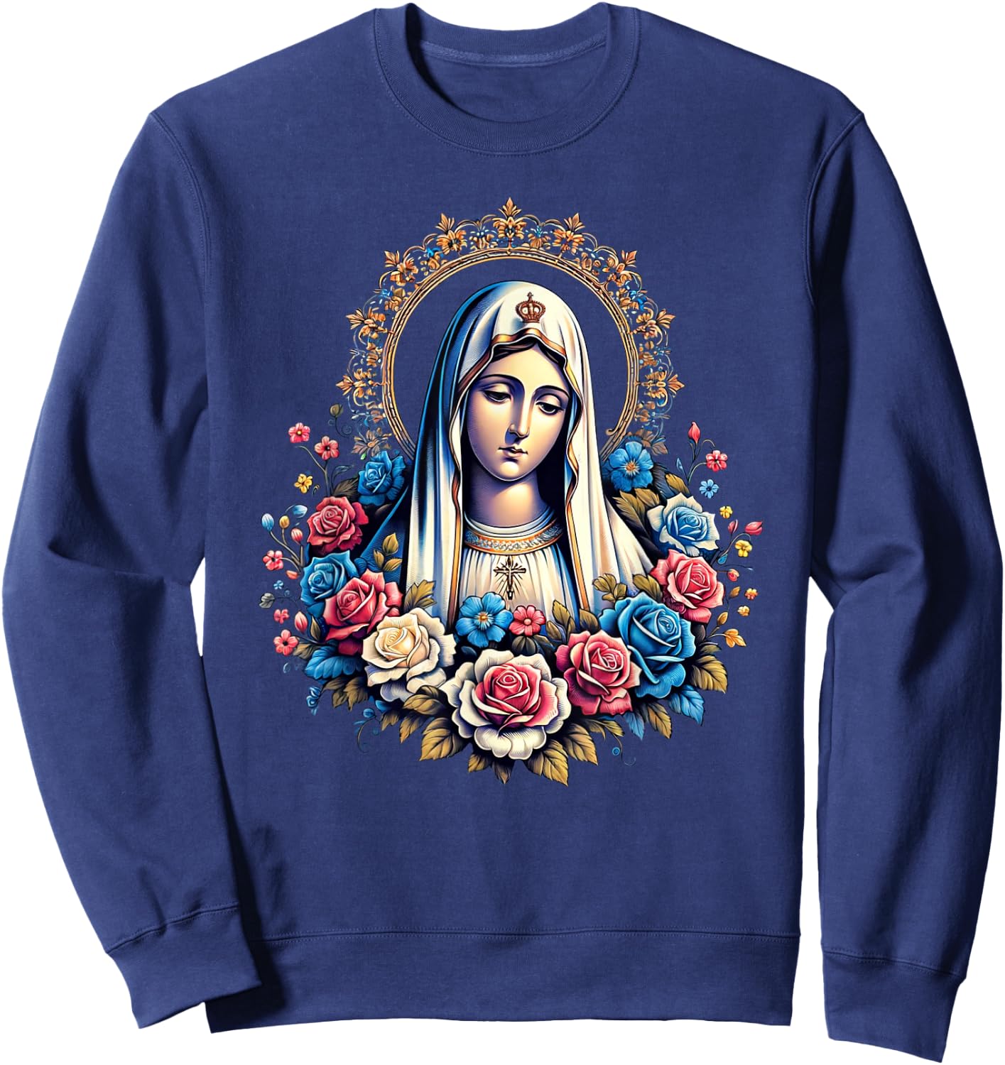 Our Lady Of Fatima Saint Mary Mother Mary Powerful Symbol Sweatshirt - Sweatshirt | Navy
