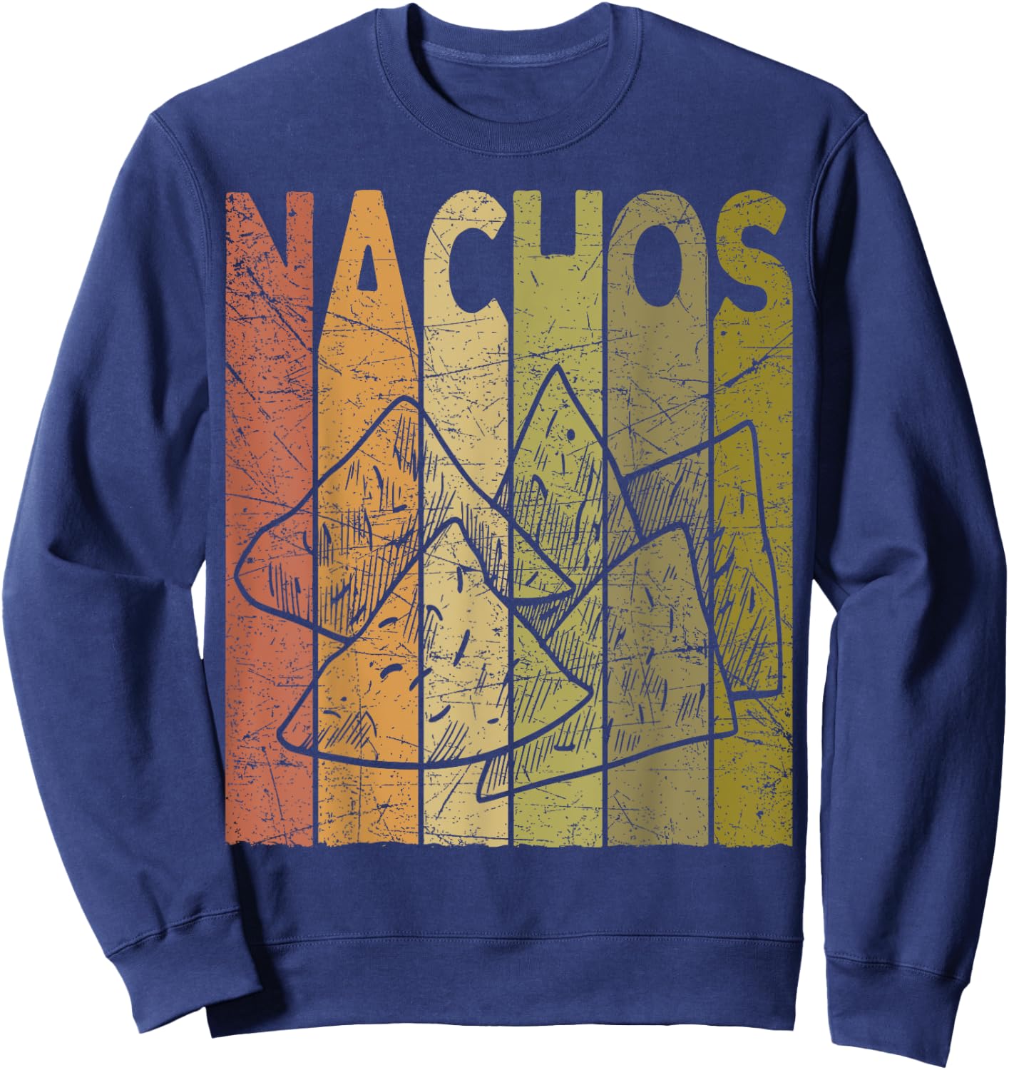 Mexican Nachos Vintage Mexican Food Retro Foodie Nacho Sweatshirt - Sweatshirt | Navy