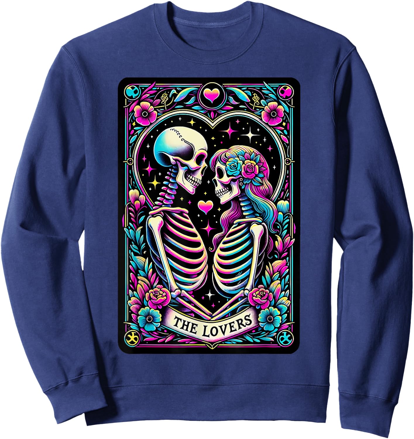 Tarot Card The Lovers Romantic Love Skeleton Couple Matching Sweatshirt - Sweatshirt | Navy