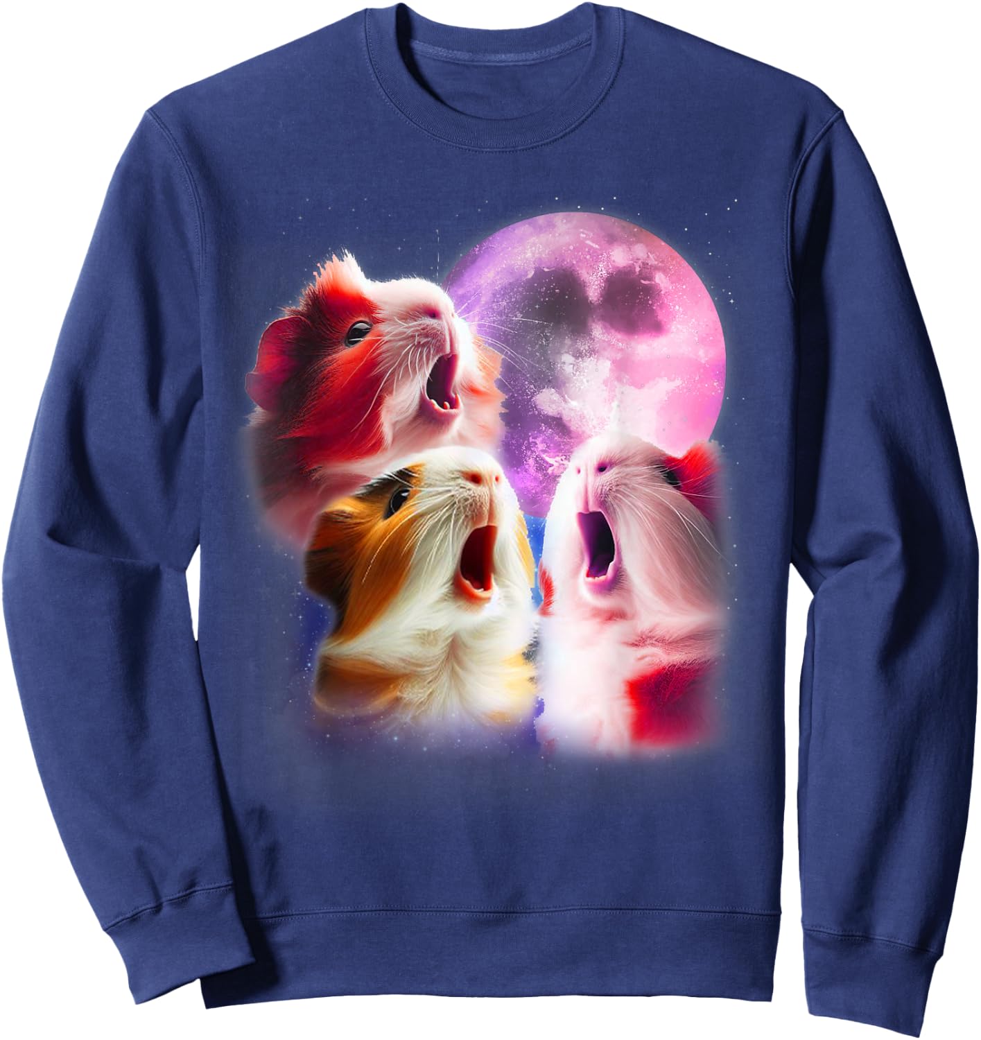 3 Guinea Pigs Howling At The Moon Funny Pet Guinea Pig Lover Sweatshirt - Sweatshirt | Navy