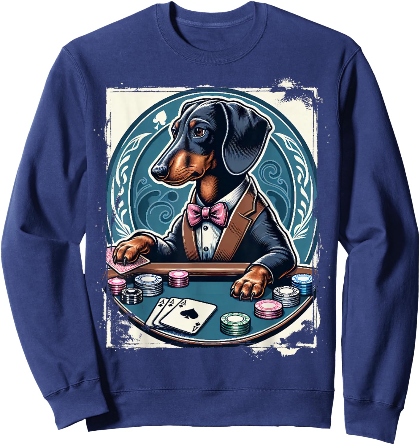 Dachshund Poker Costume Funny Teckel Dog Owner Pokers Women Sweatshirt - Sweatshirt | Navy