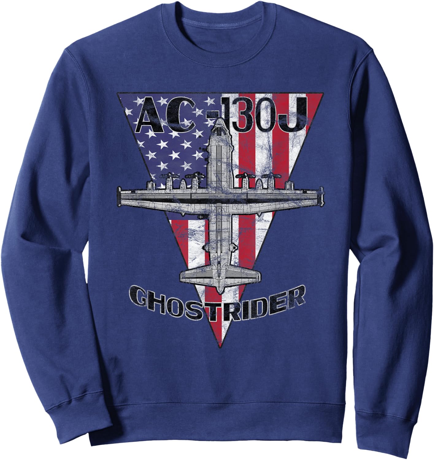 AC-130 J Ghostrider Military Airplane Patriotic Vintage Sweatshirt - Sweatshirt | Navy