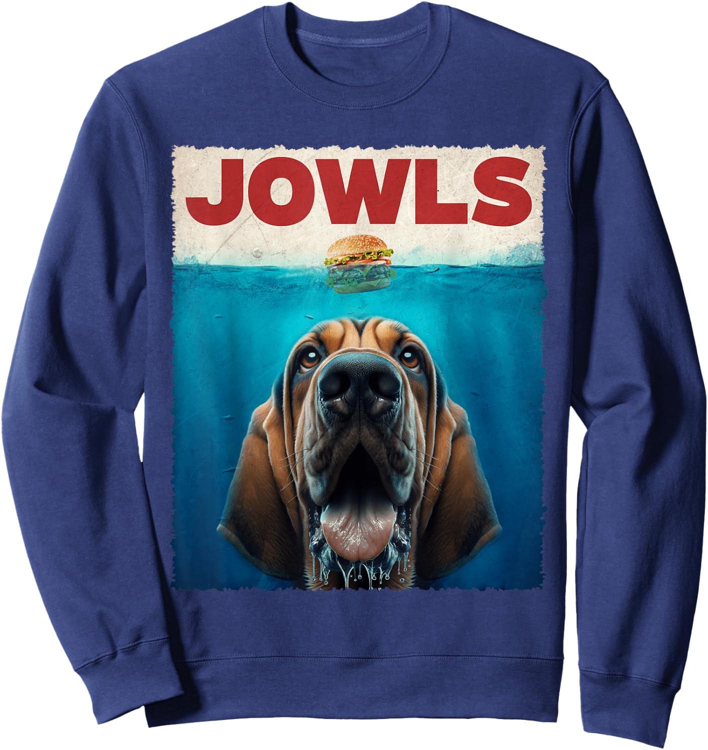 Graphic Jowls Bloodhound Dogs Awesome Animal Costume Humor Sweatshirt - Sweatshirt | Navy