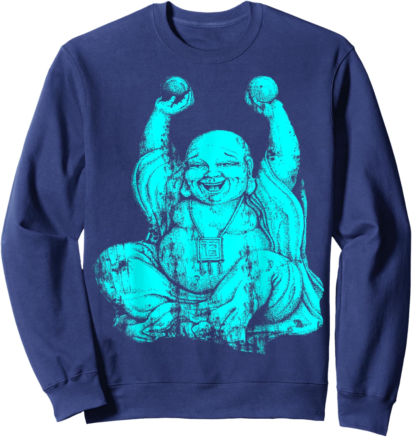 Powder Blue Laughing Buddha Yoga Sweatshirt - Sweatshirt | Navy