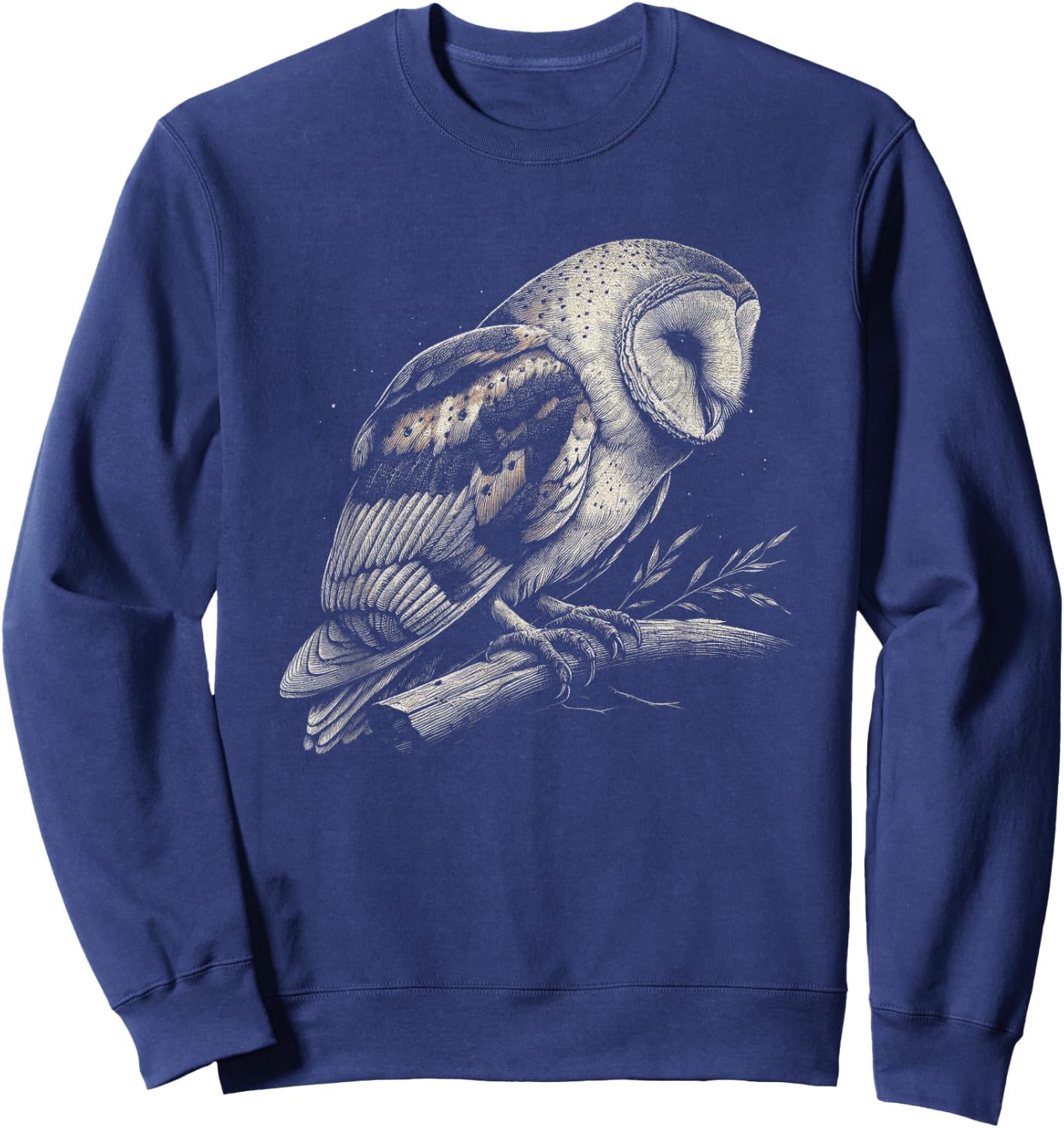 Vintage Barn Owl Graphic Design and Men Sweatshirt - Sweatshirt | Navy